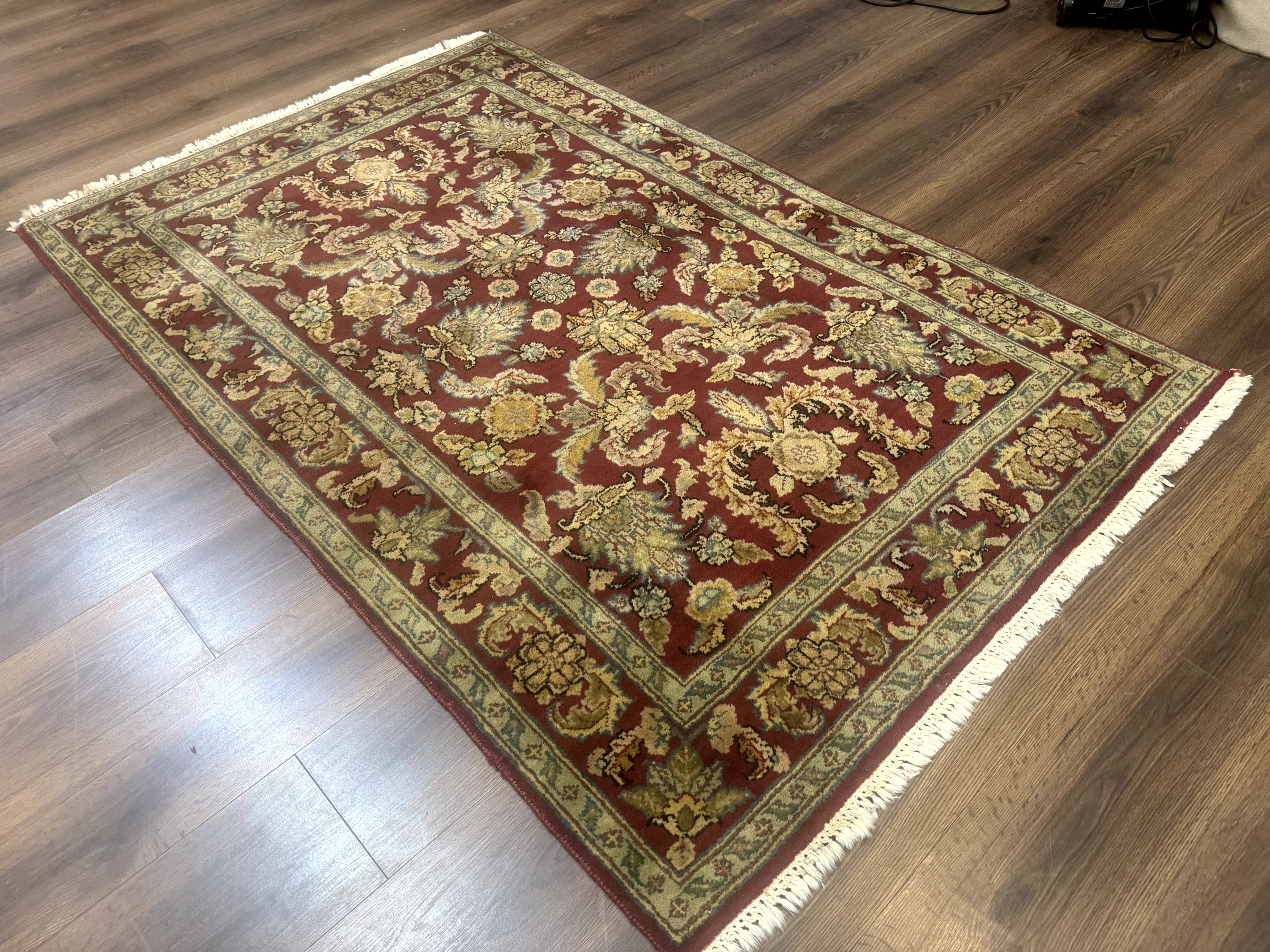 Indo Persian Mahal Rug 4x6, Floral Allover Pattern, Maroon - Jewel Rugs