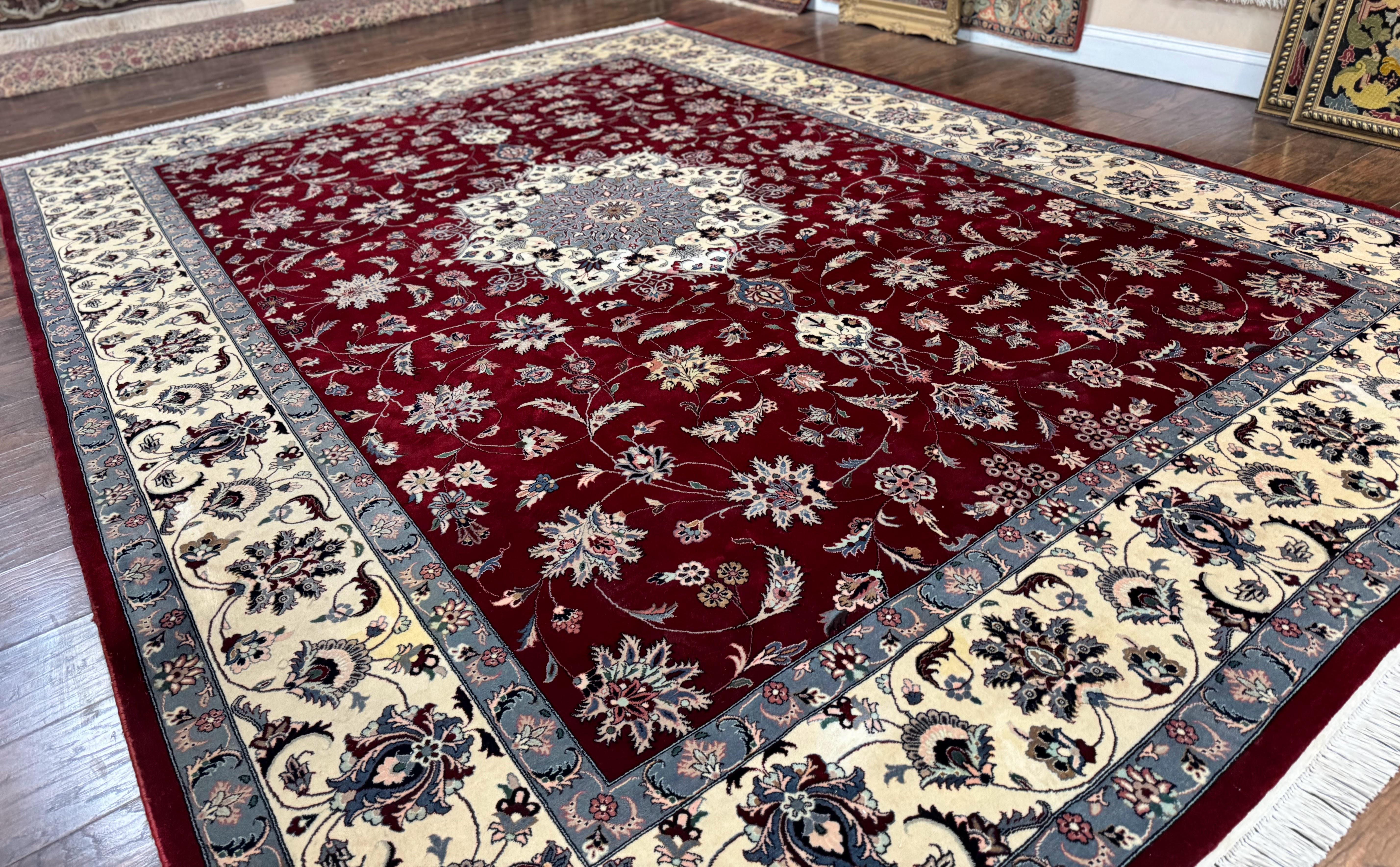 Pak Persian Rug 9x12, Maroon and Ivory, Wool Handmade Vintage - Jewel Rugs