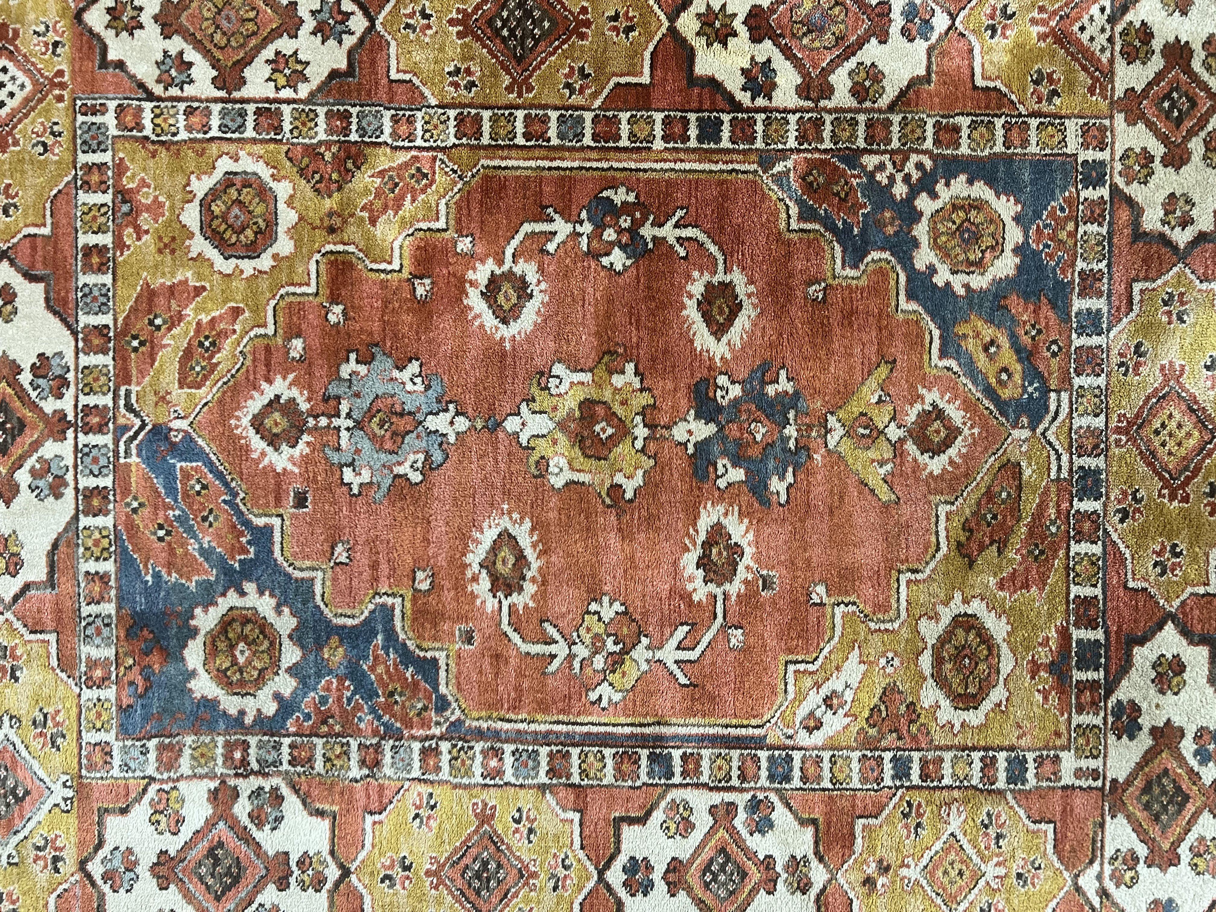 Karastan Rug 4x5, Williamsburg 553 Turkish Church, Wool Pile Discontinued Karastan Carpet, Heriz Geometric Design, Karastan Area Rug - Jewel Rugs