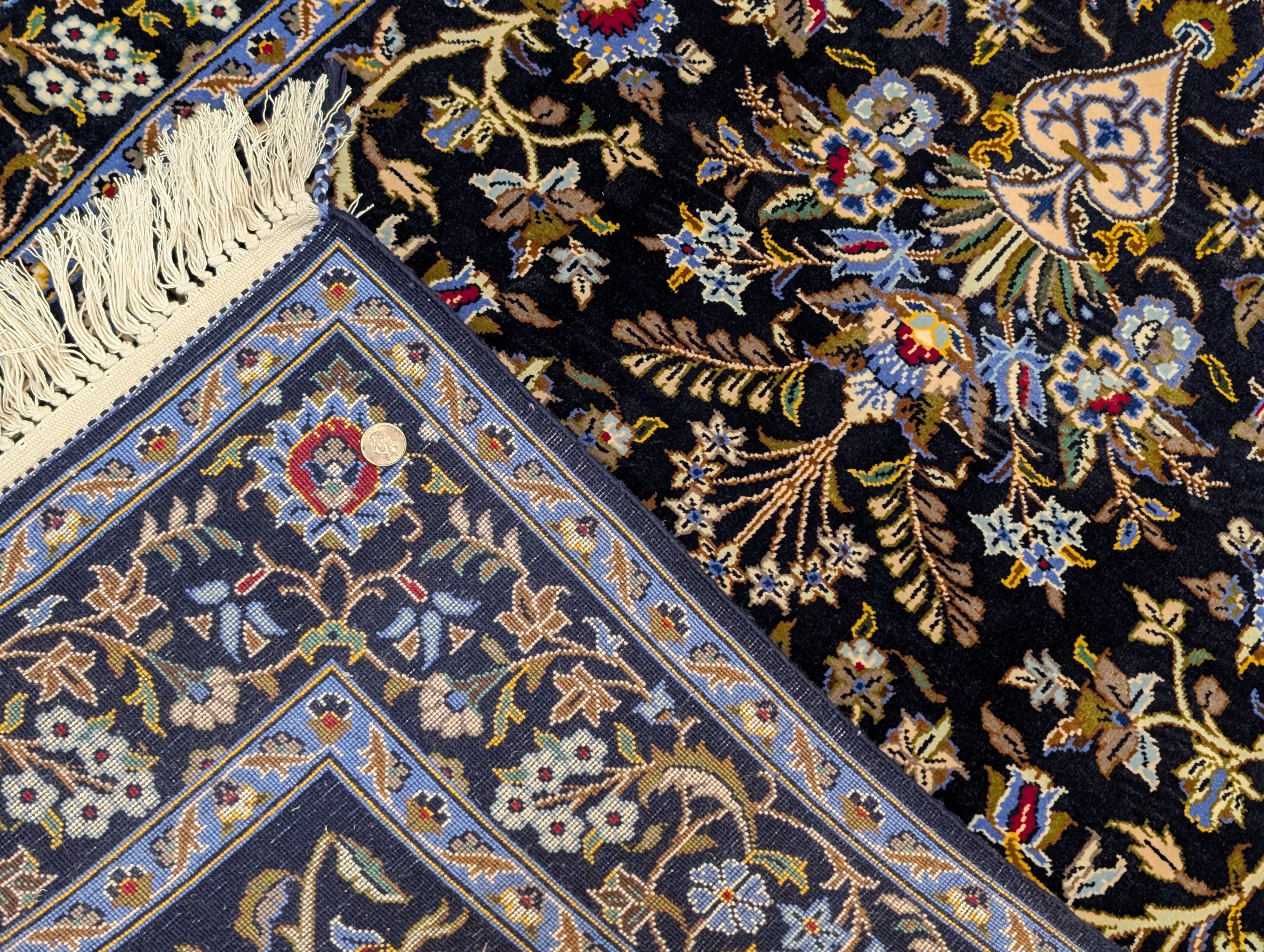 Persian Kashan Tree of Life Rug 4x6, Navy Blue, Birds & Animal Pictorials - Jewel Rugs