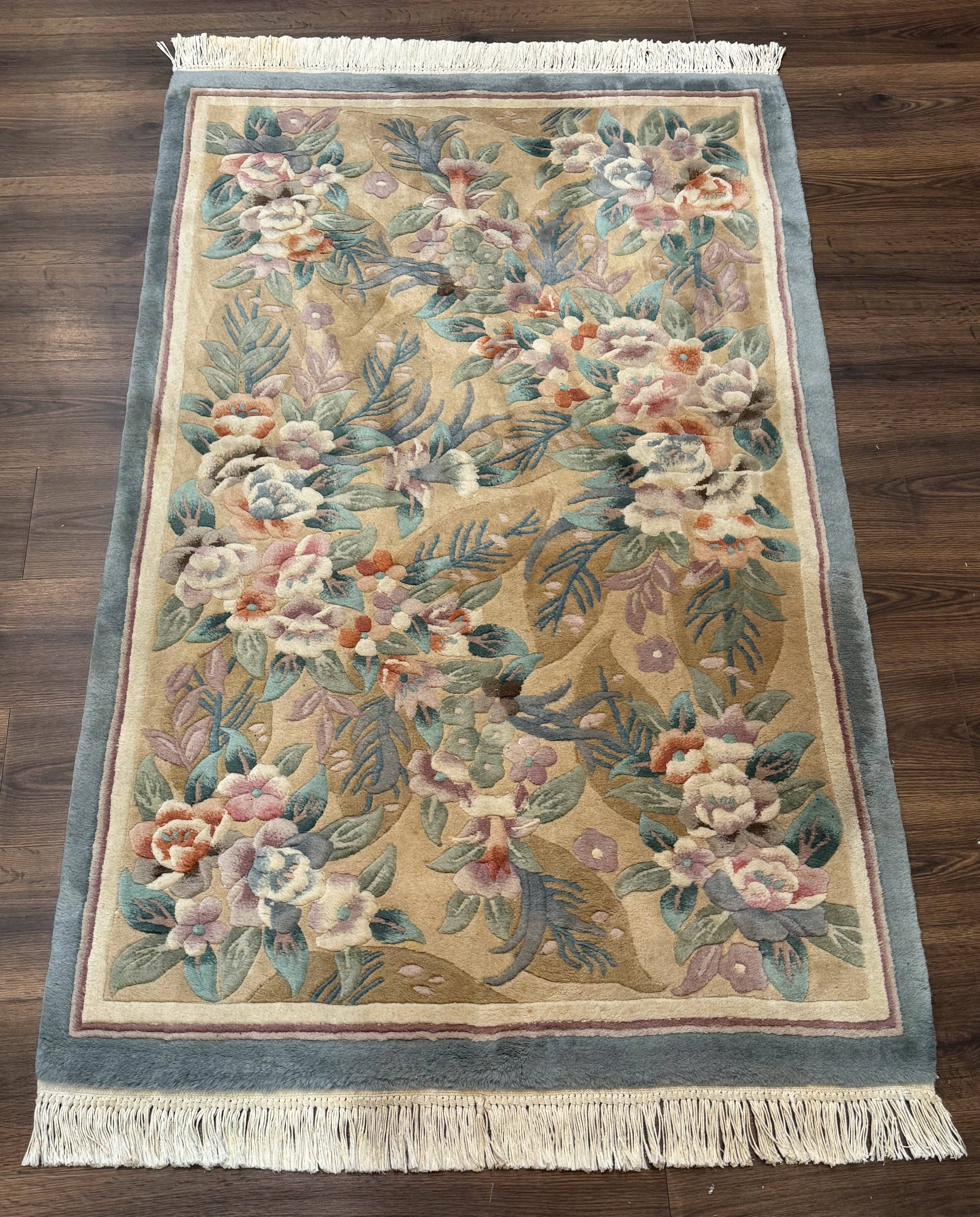 Chinese Wool Rug 4x6, Floral, 90 Line Rug, Pair B - Jewel Rugs
