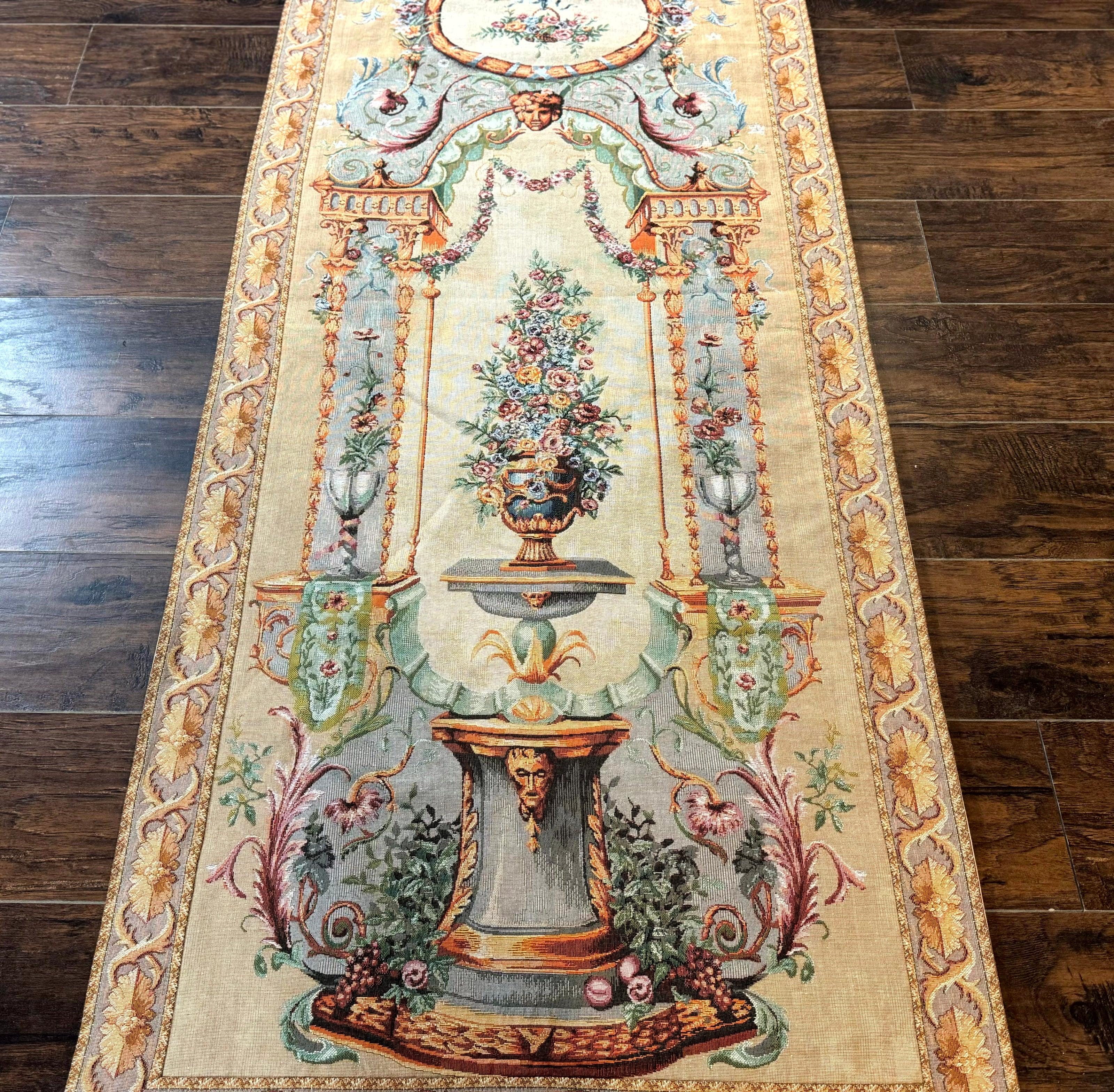 French Tapestry 3x6, Vertical Hanging Tapestry, French Garden, European Design, Elegant, One of Pair - Jewel Rugs