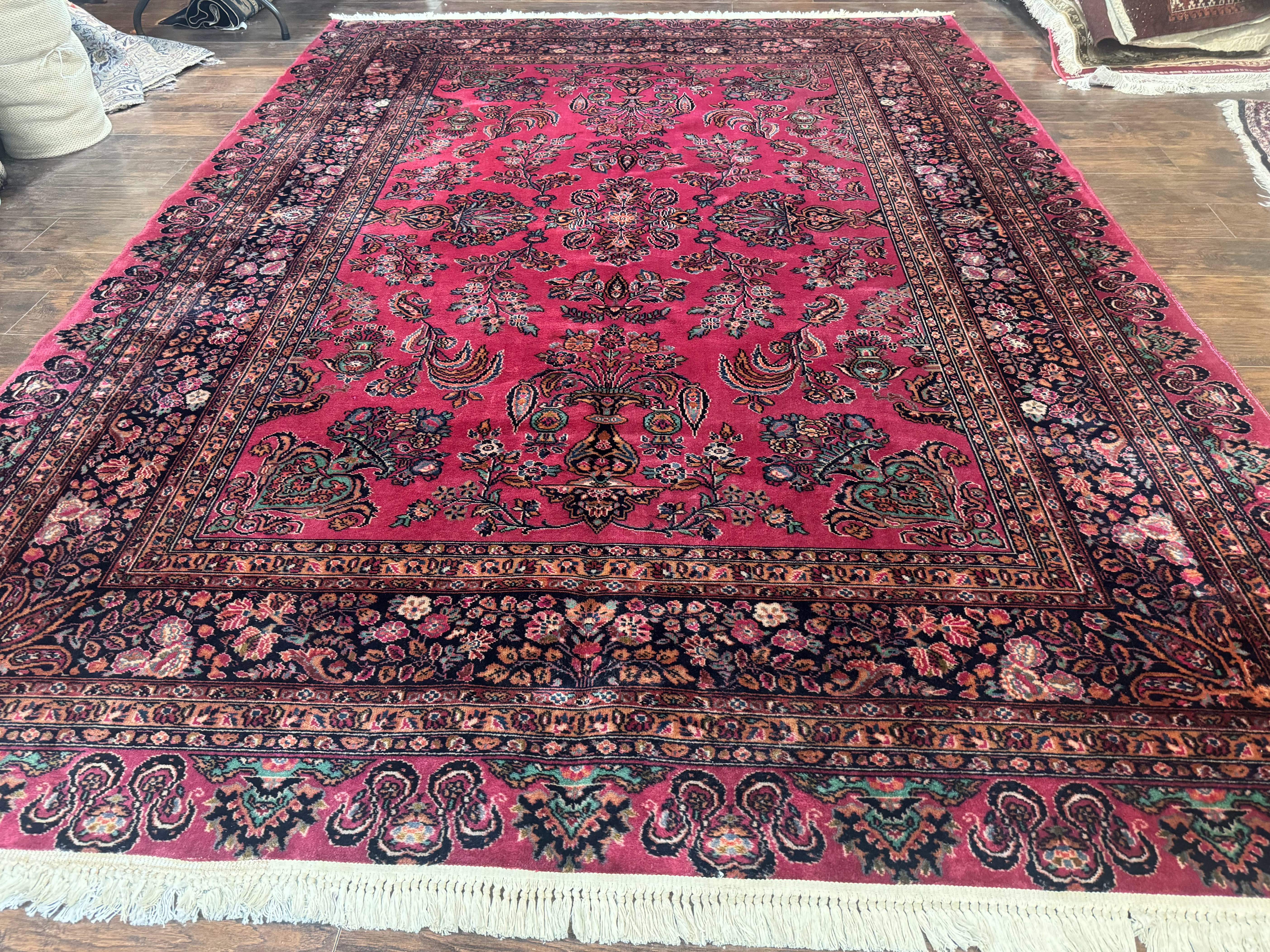 Karastan Rug 8.8 x 12 Antique Sarouk, Wool Pile, Vintage Discontinued - Jewel Rugs