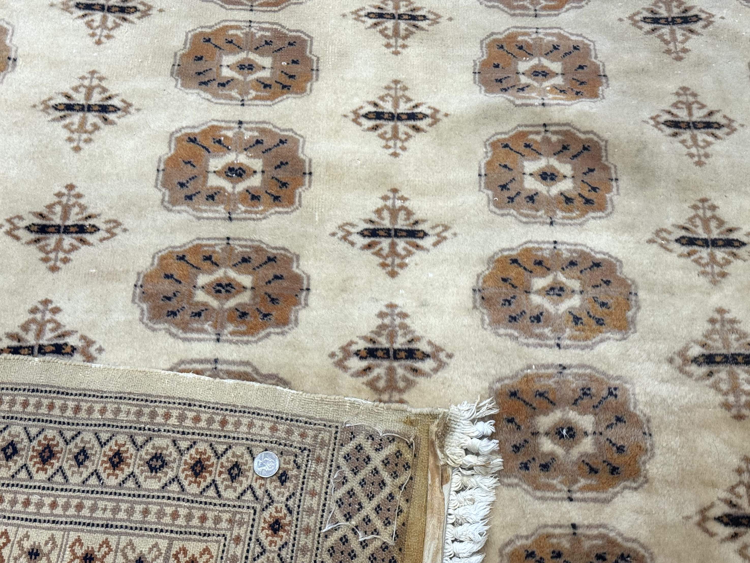 Pakistani Turkoman Bokhara Rug 8x12, Beige Vintage Tribal Wool Carpet - Jewel Rugs