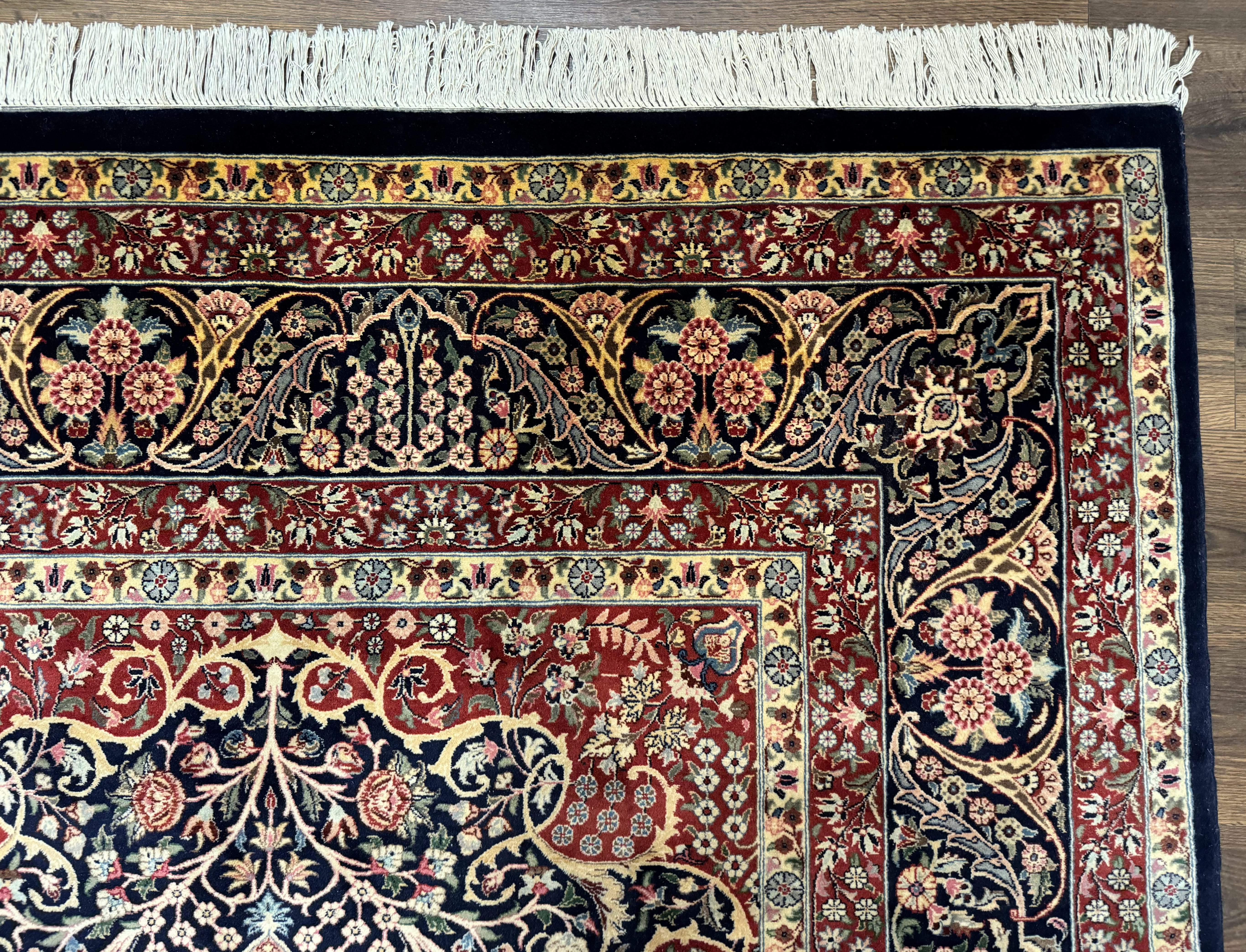 Pak Persian Rug 9x12, Very Fine 270 KPSI, Navy Blue & Dark Red - Jewel Rugs