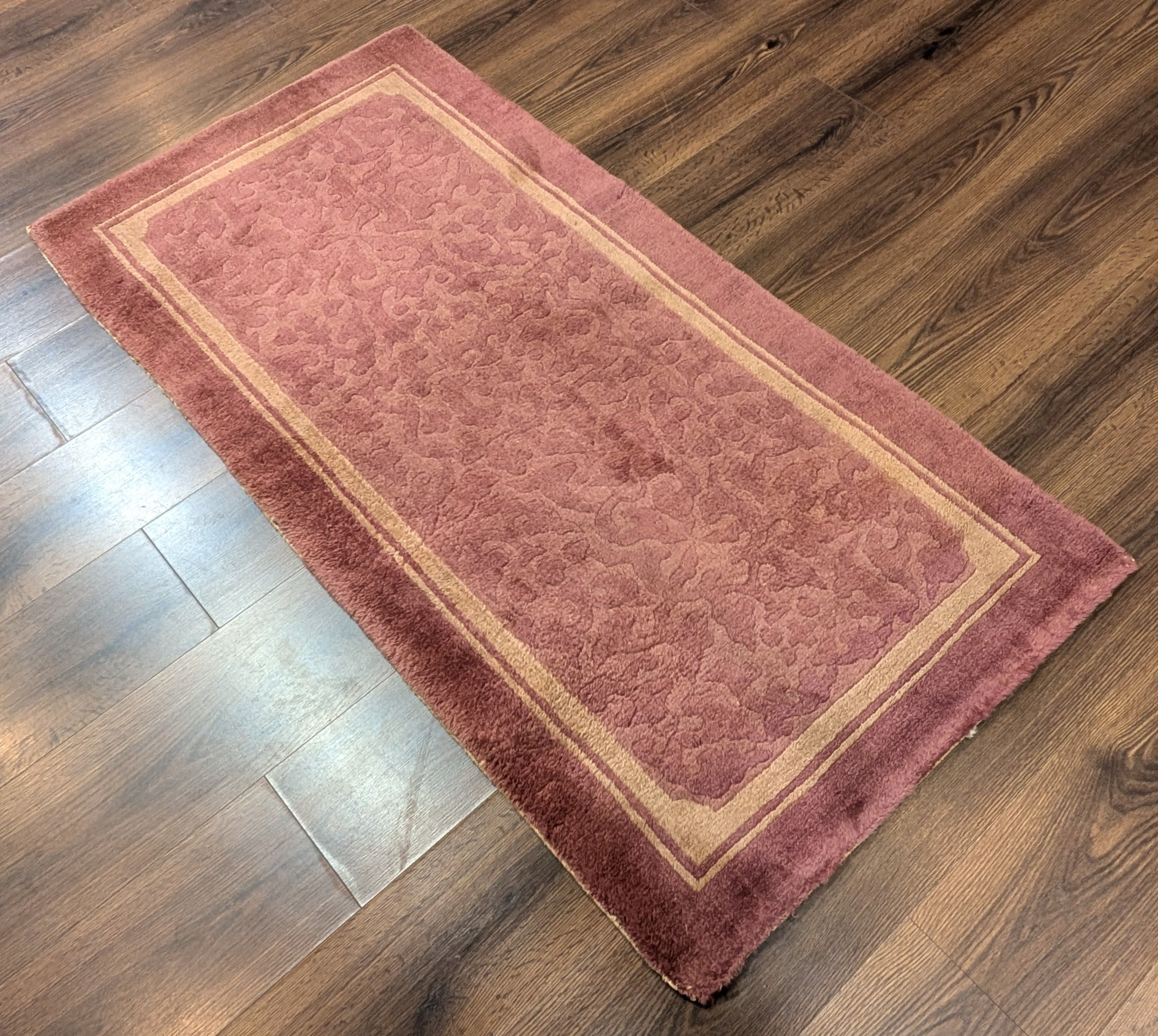 Chinese Wool Rug 2.6 x 5, Pink, Asian Oriental Rug, Fette Rug, Vintage - Jewel Rugs