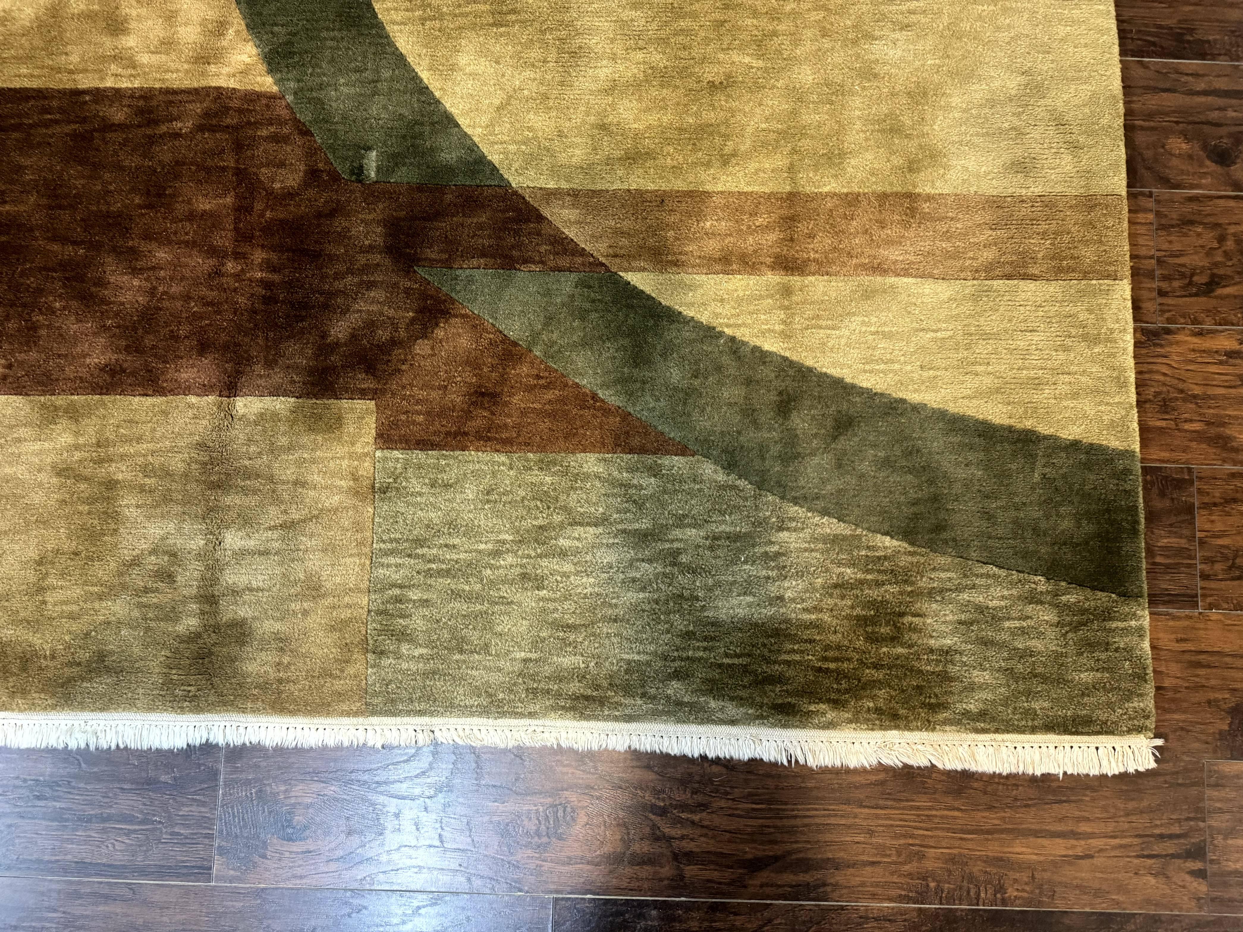 Tibetan Rug 8x10, Modern Nepali Carpet, Abstract Wool Area Rug, Contemporary - Jewel Rugs