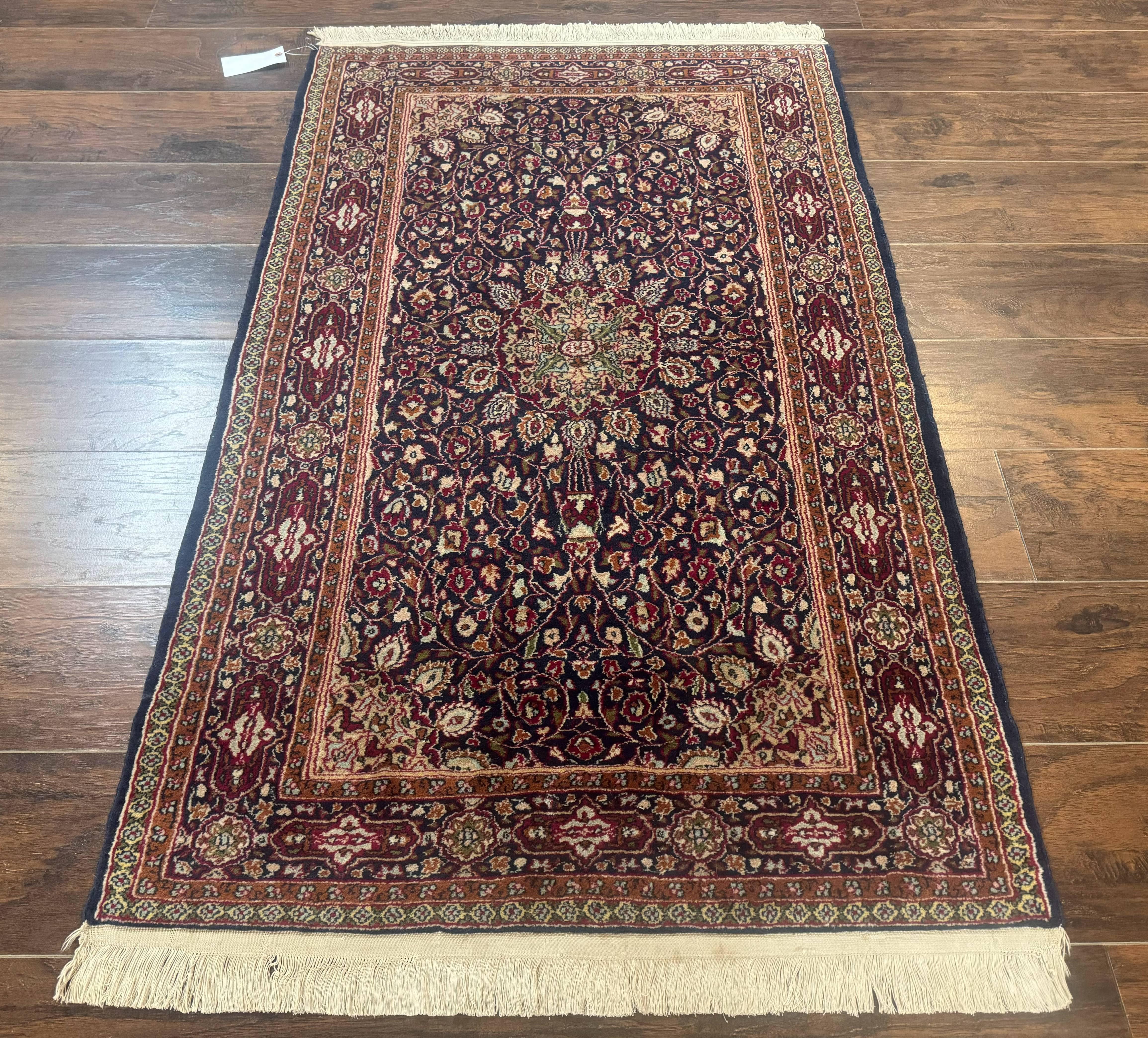 Indo Kashmiri Rug 3x5, Navy Blue, Very Fine 400 KPSI, Pair B - Jewel Rugs