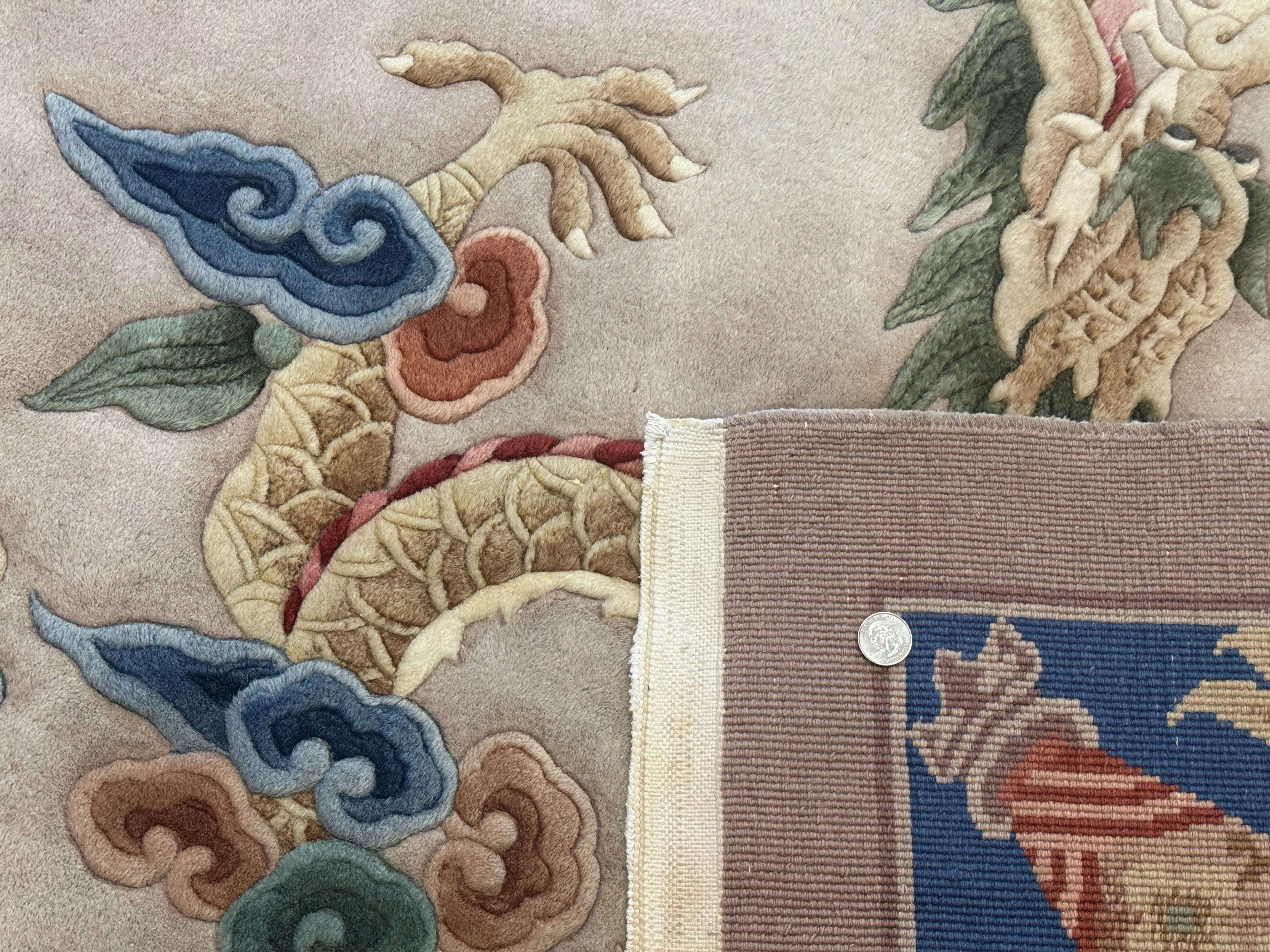 Chinese Wool Rug 9x12 with Dragons, Vintage Chinese 90 Line Carpet - Jewel Rugs