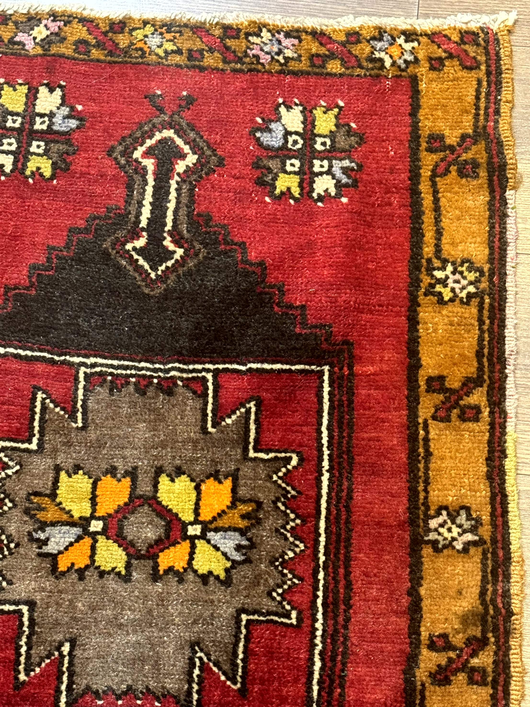 Turkish Yastik Rug 2x3, Geometric Medallion, Small Turkish Wool Rug, Red - Jewel Rugs