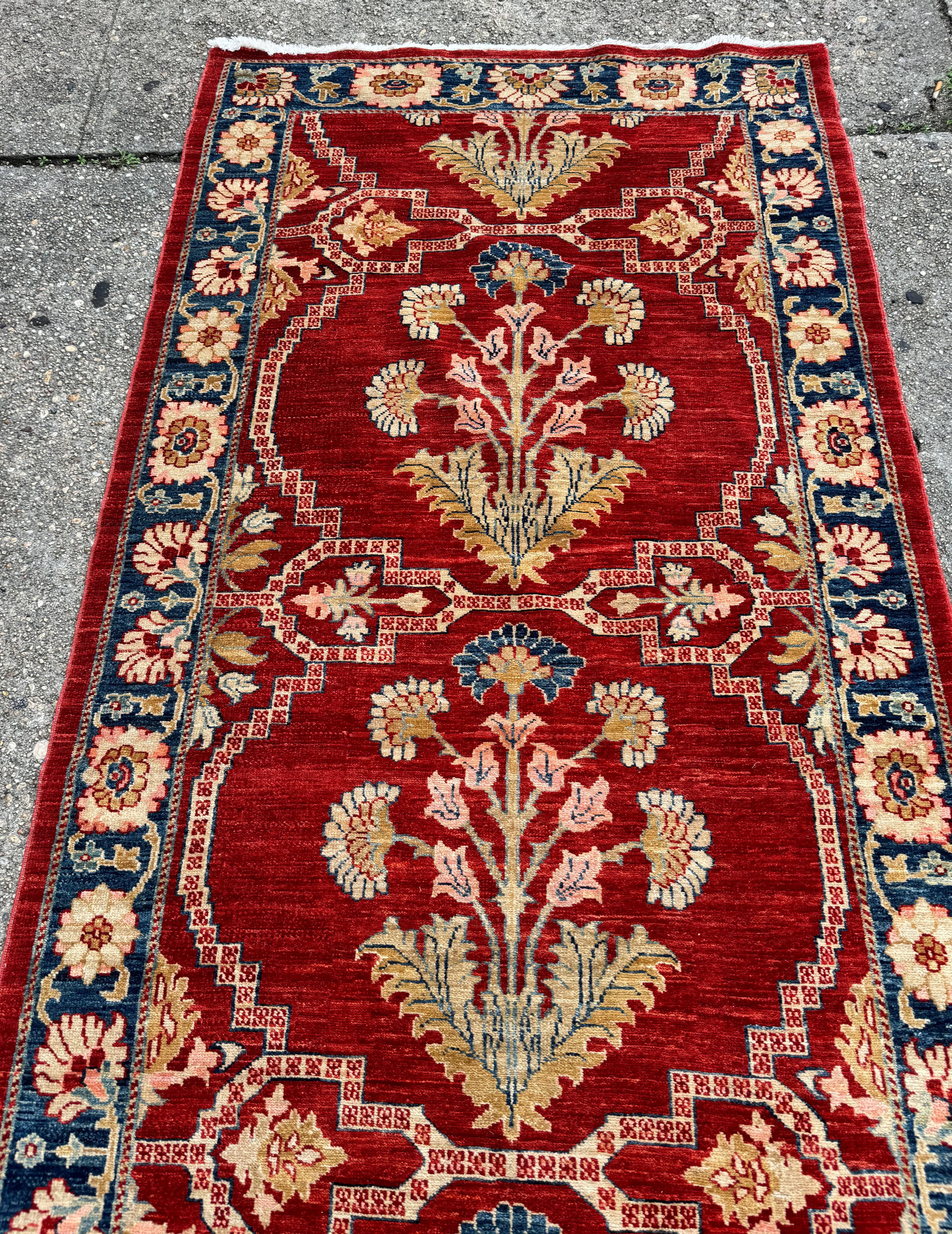 Rare Extra Long Runner Rug 3.7 x 39 ft, Handmade, Wool, Egyptian, Red, Floral, Custom Size - Jewel Rugs
