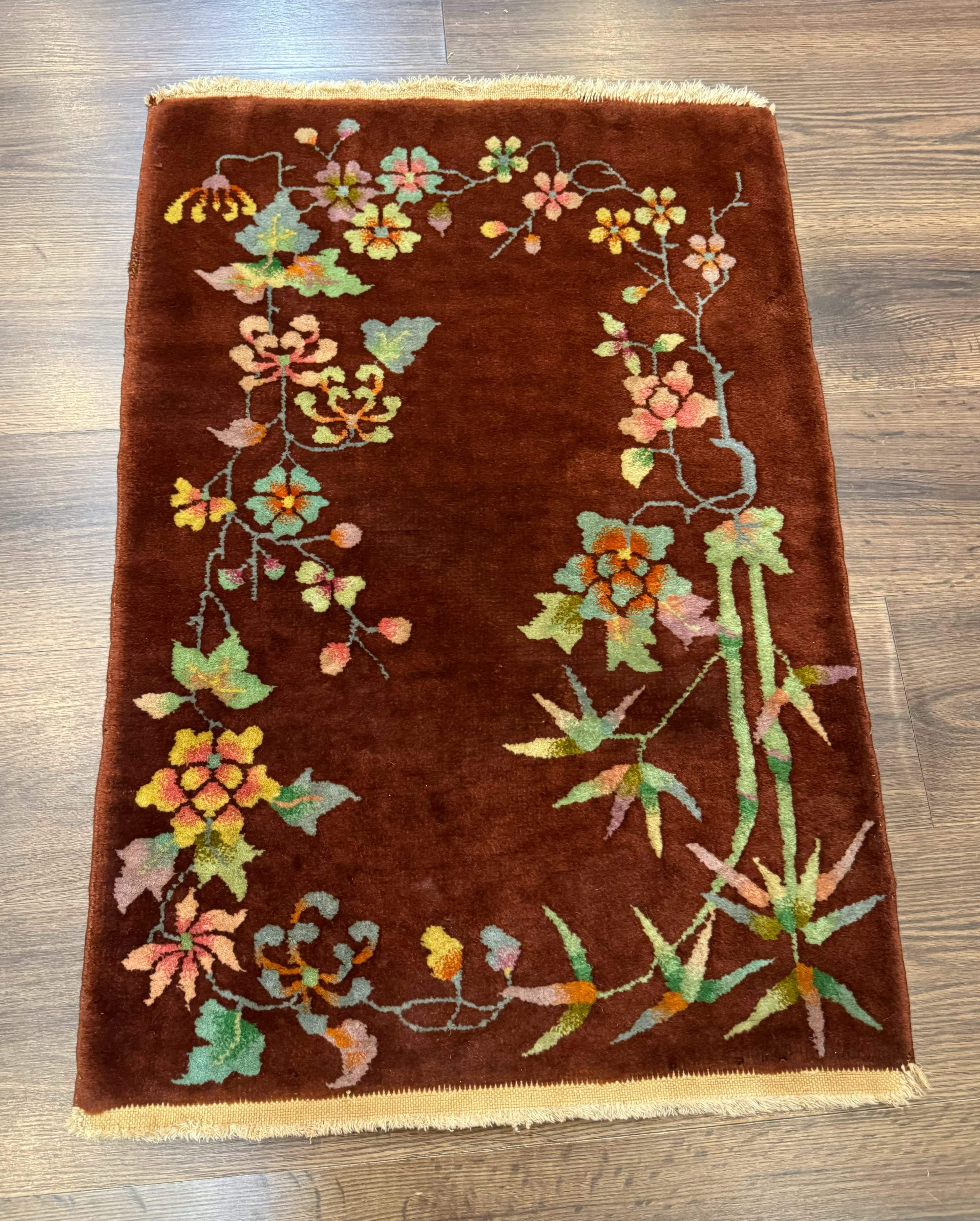 Small Chinese Art Deco Rug 2x3, Wool, Antique, Nichols - Jewel Rugs