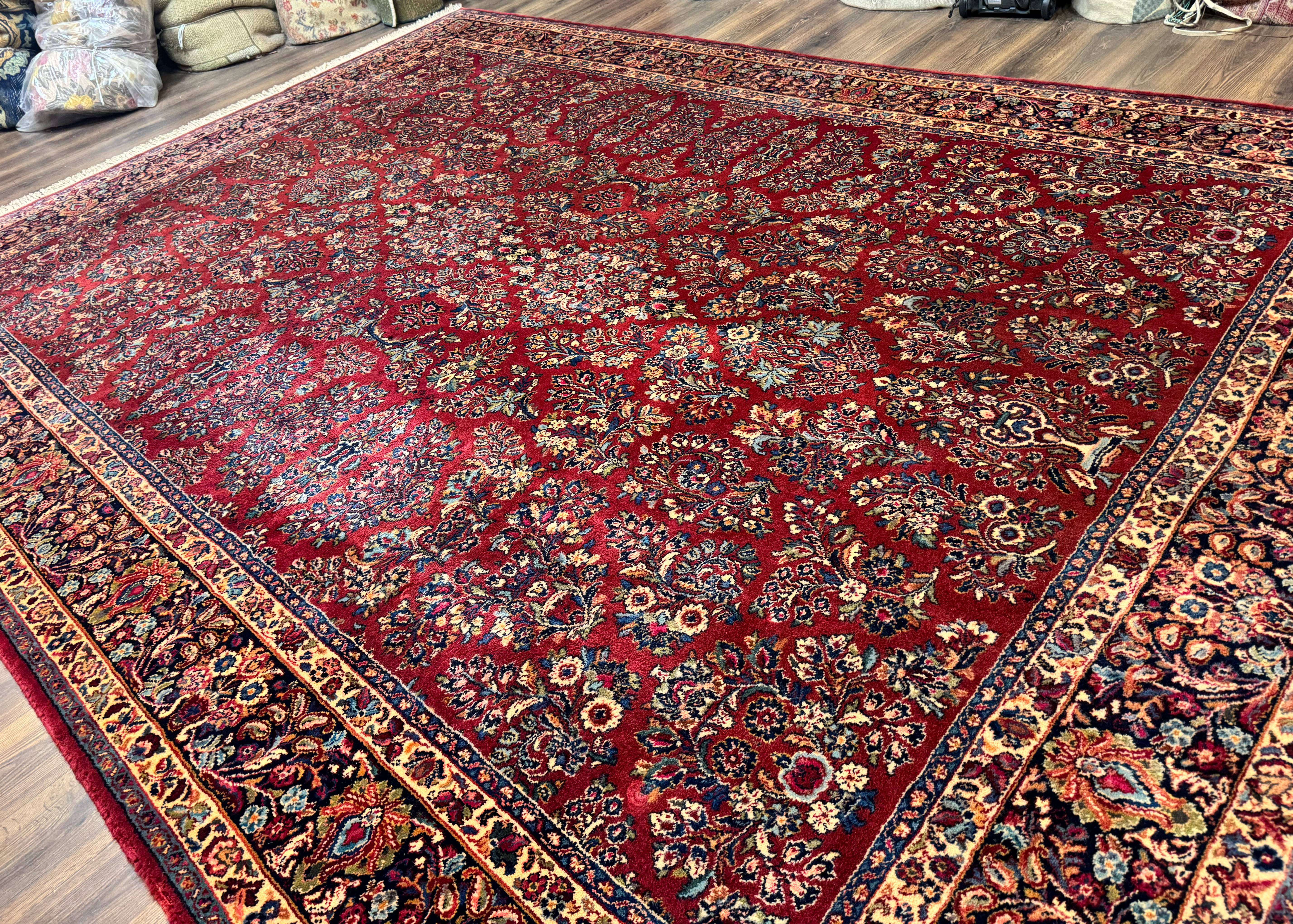 10x14 Karastan Rug Red Sarouk #785, Wool Original 700 Series - Jewel Rugs