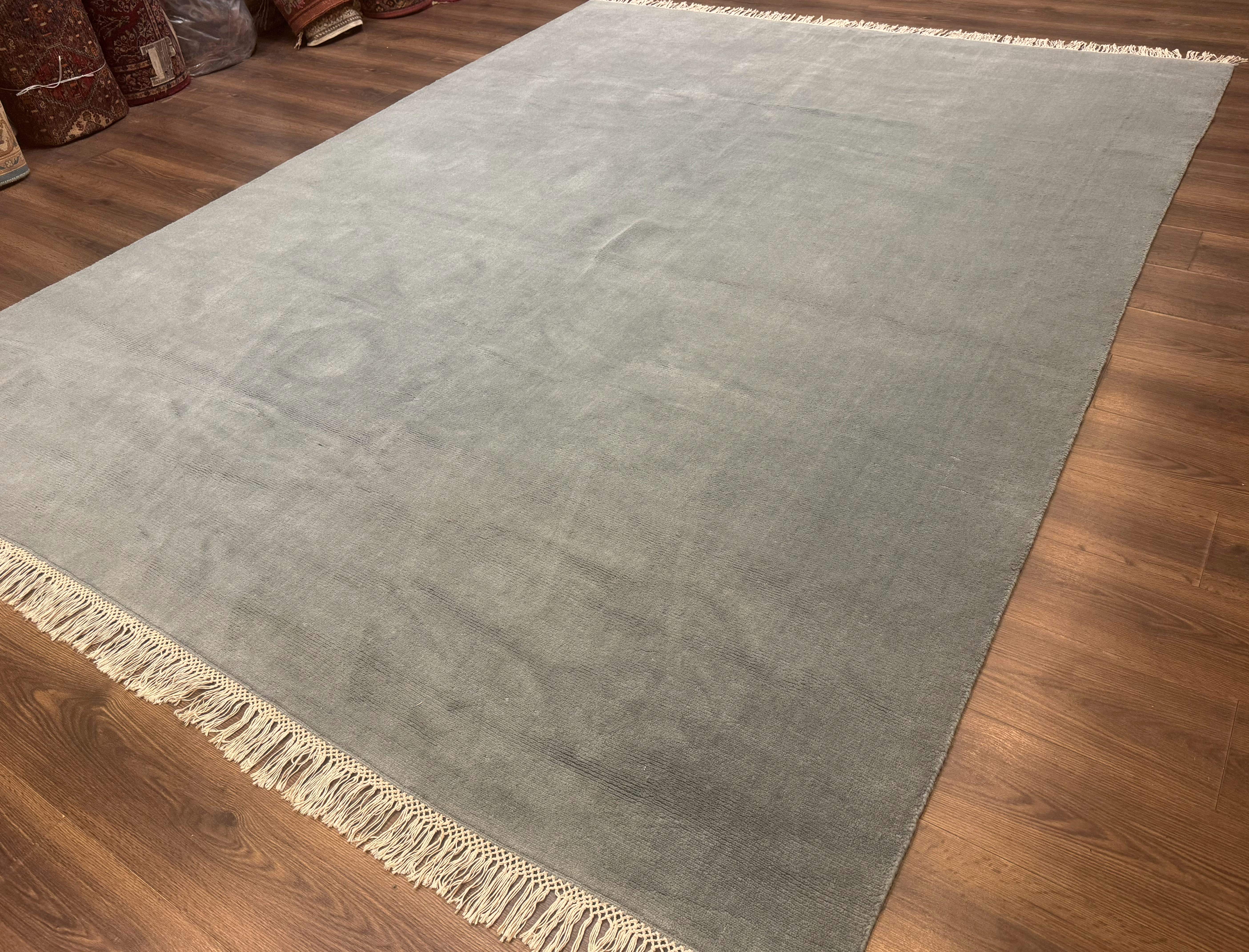 Modern Indian Rug 8x10, Wool, Smoke Blue, Pottery Barn - Jewel Rugs