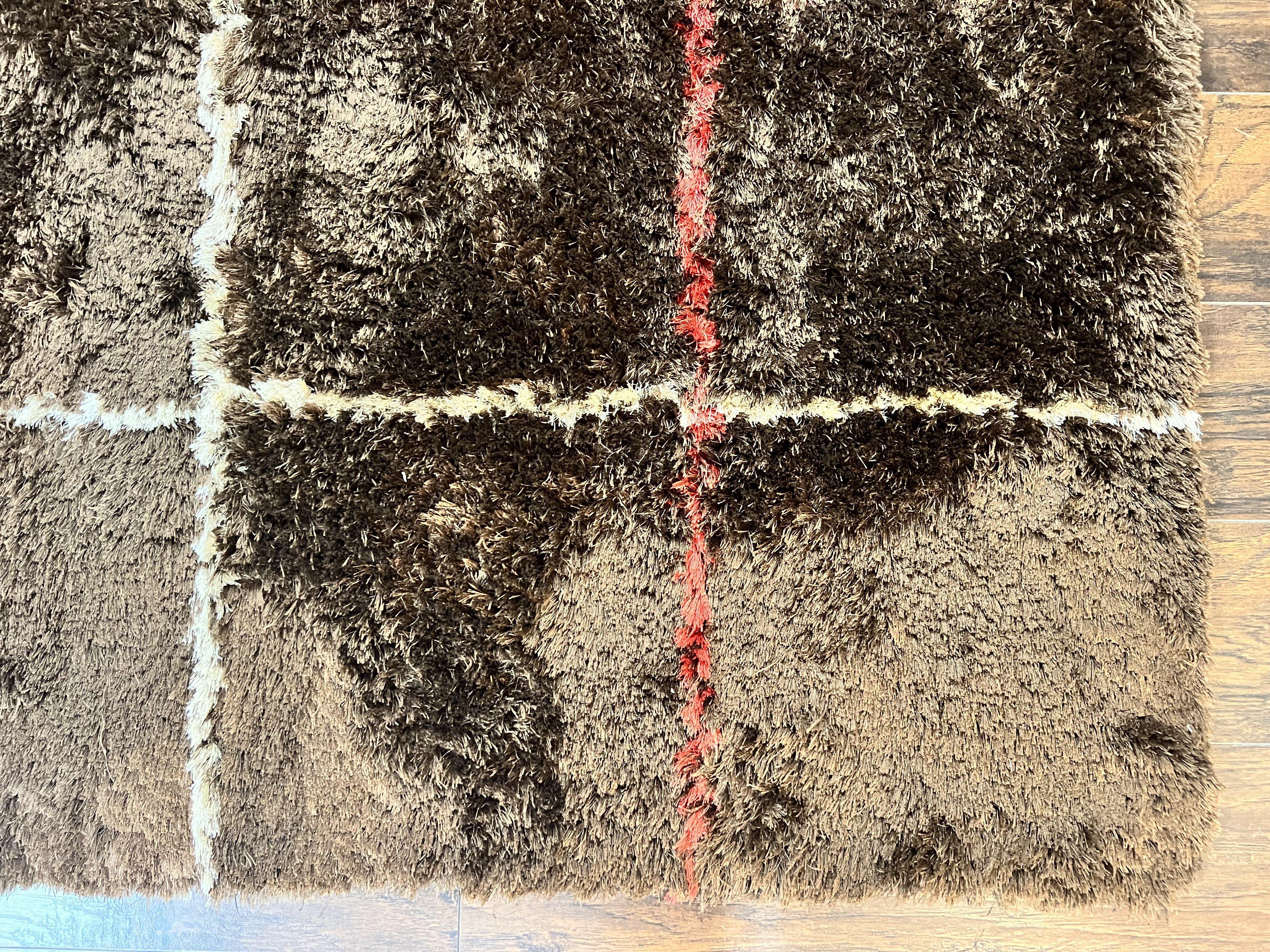 Shag Rug 6x8, Brown, Panel Design - Jewel Rugs