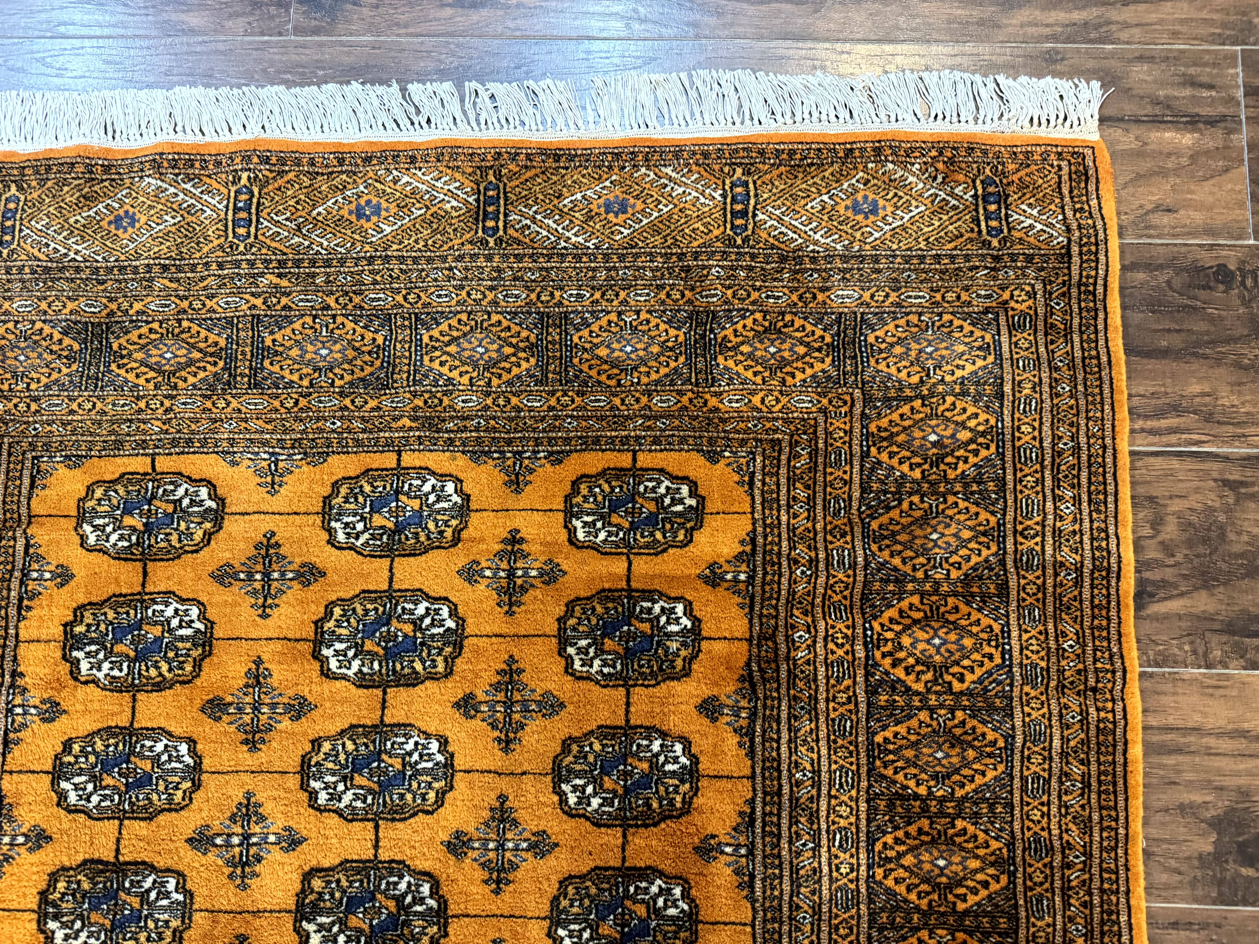 Pakistani Bokhara Turkoman Rug 4x6, Orange, Fine - Jewel Rugs