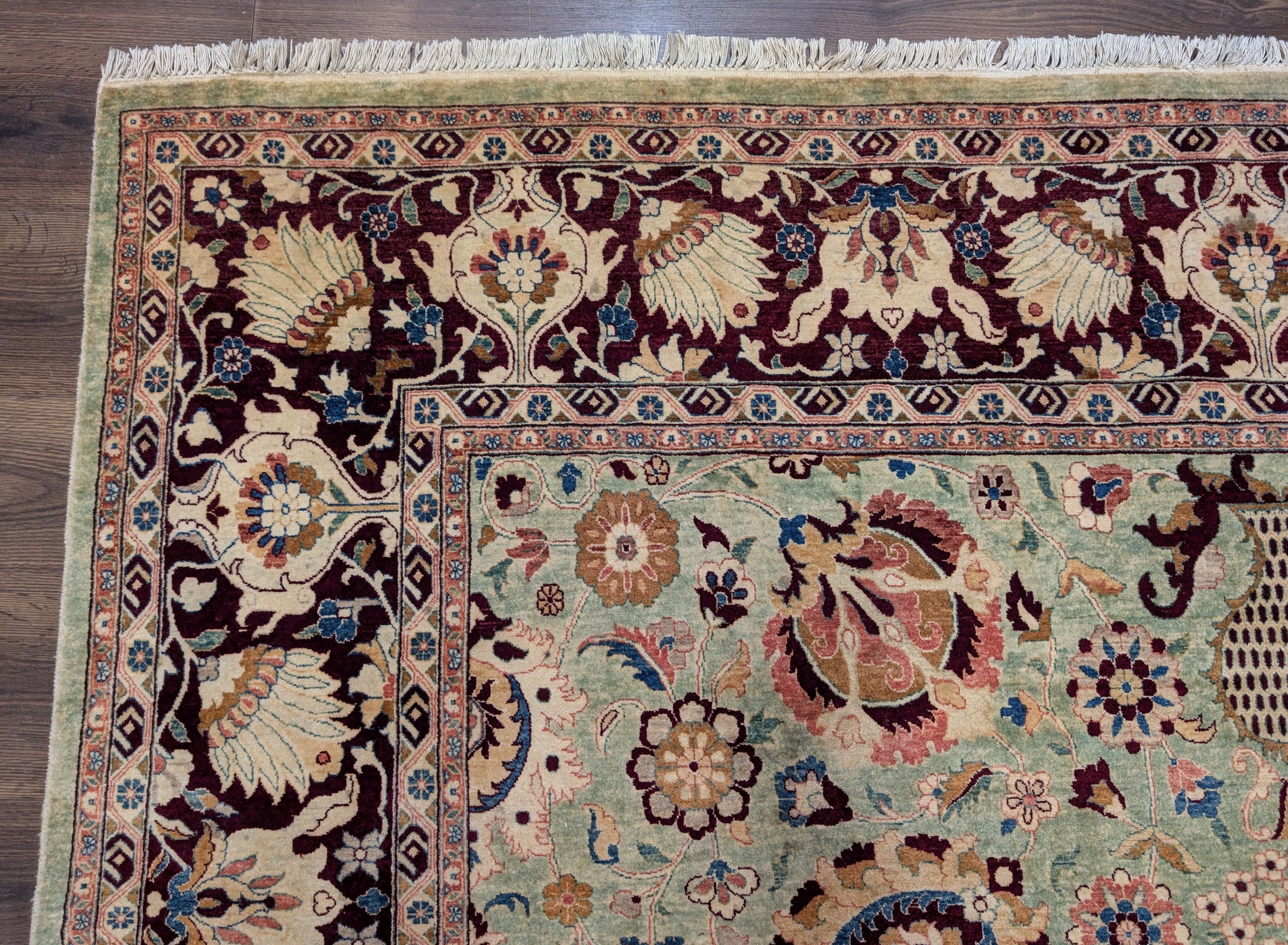 Pak Persian Rug 8x10 – Light Green Hand-Knotted Wool Oriental Carpet - Jewel Rugs