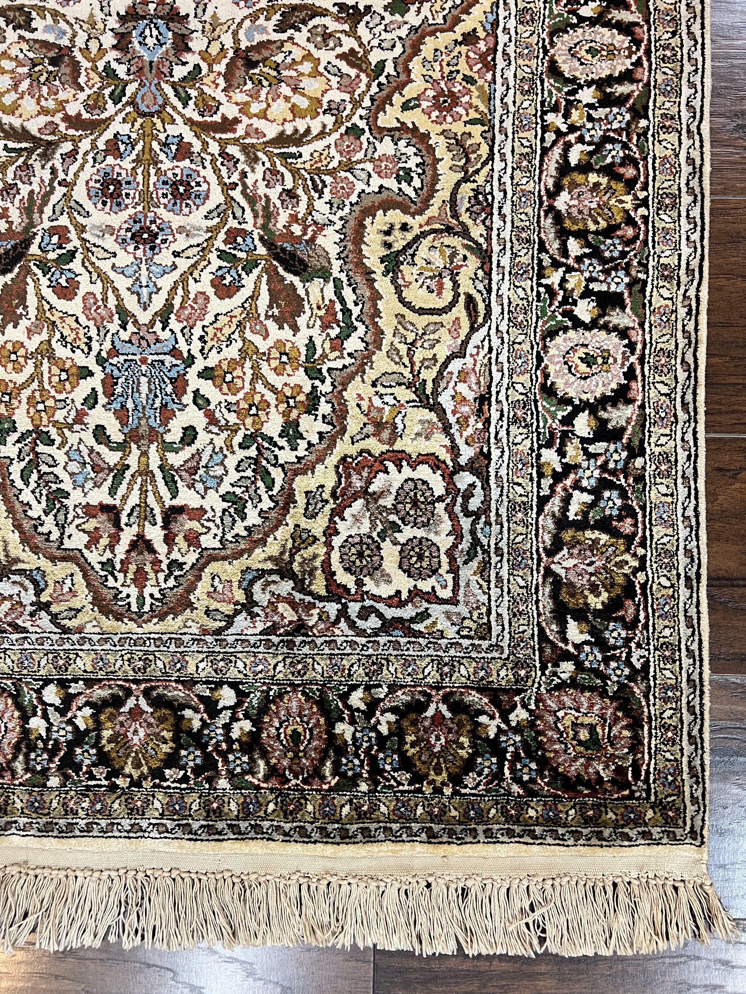 Turkish Kayseri Silk Rug 3x5, Tree of Life Silk Oriental Carpet, Birds Persian Vase Design, Hand Knotted Vintage Fine Rug, 340 KPSI - Jewel Rugs