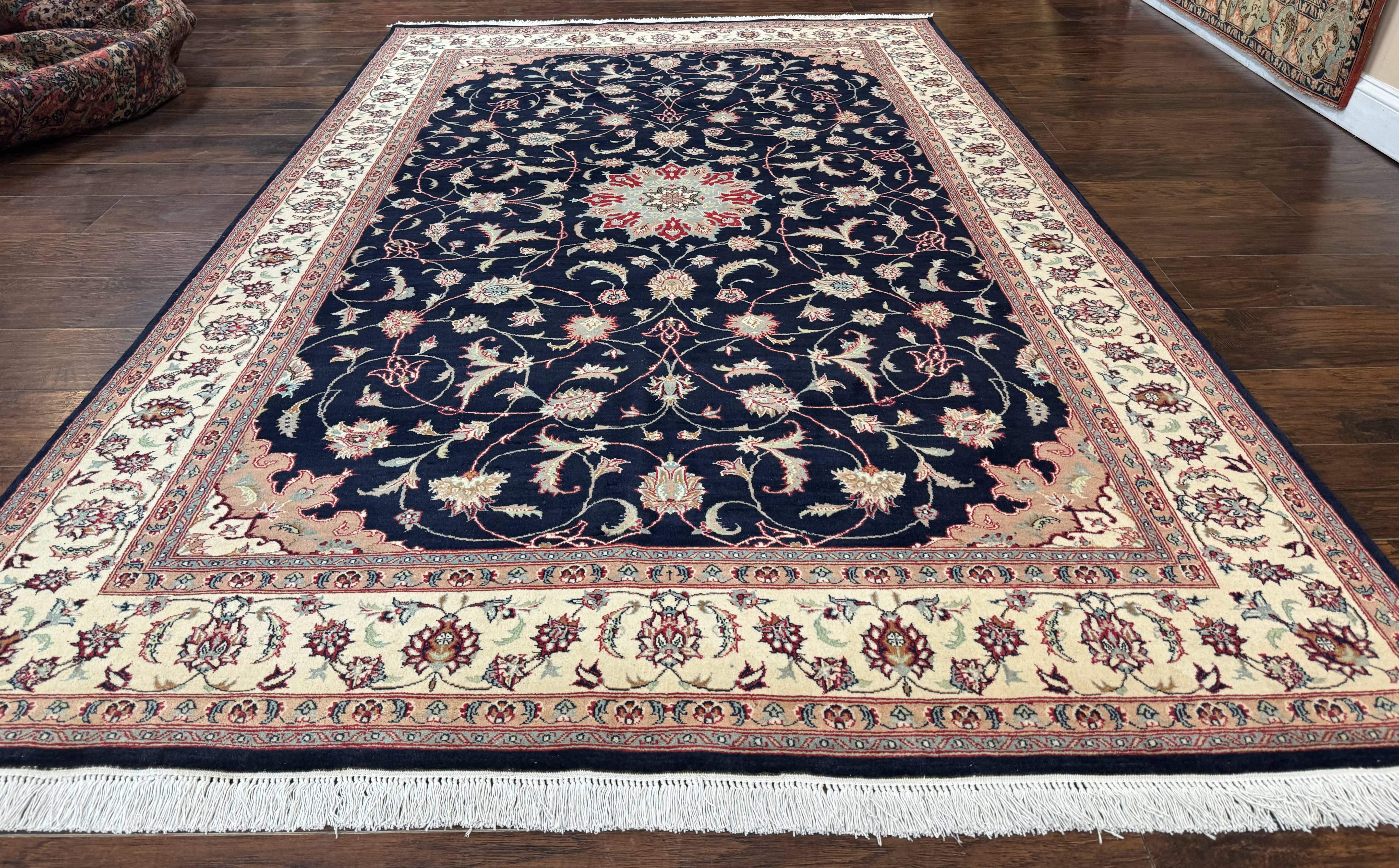 Navy Blue Pak Persian Rug 6x10, Floral Medallion, Traditional Persian Area Rug, Fine 240 KPSI - Jewel Rugs