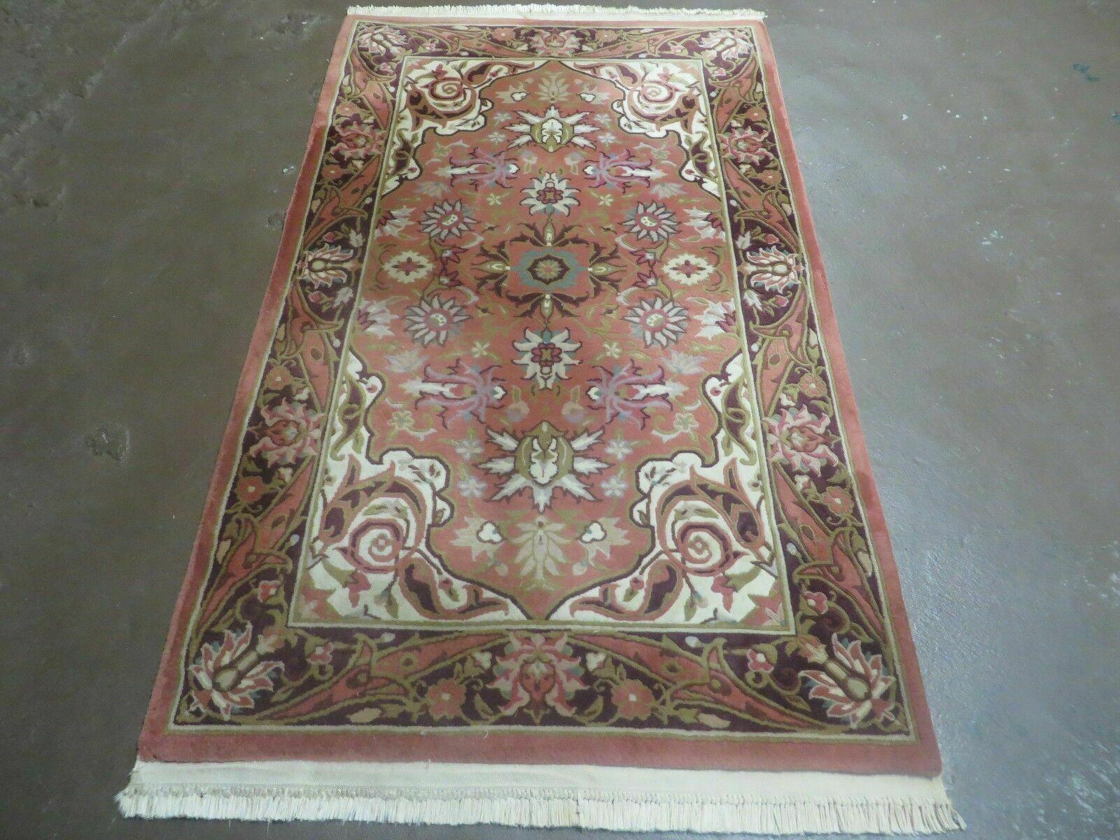 Chinese Wool Rug 3x5 Vintage Handmade Oriental Carpet Floral Medallion - Jewel Rugs