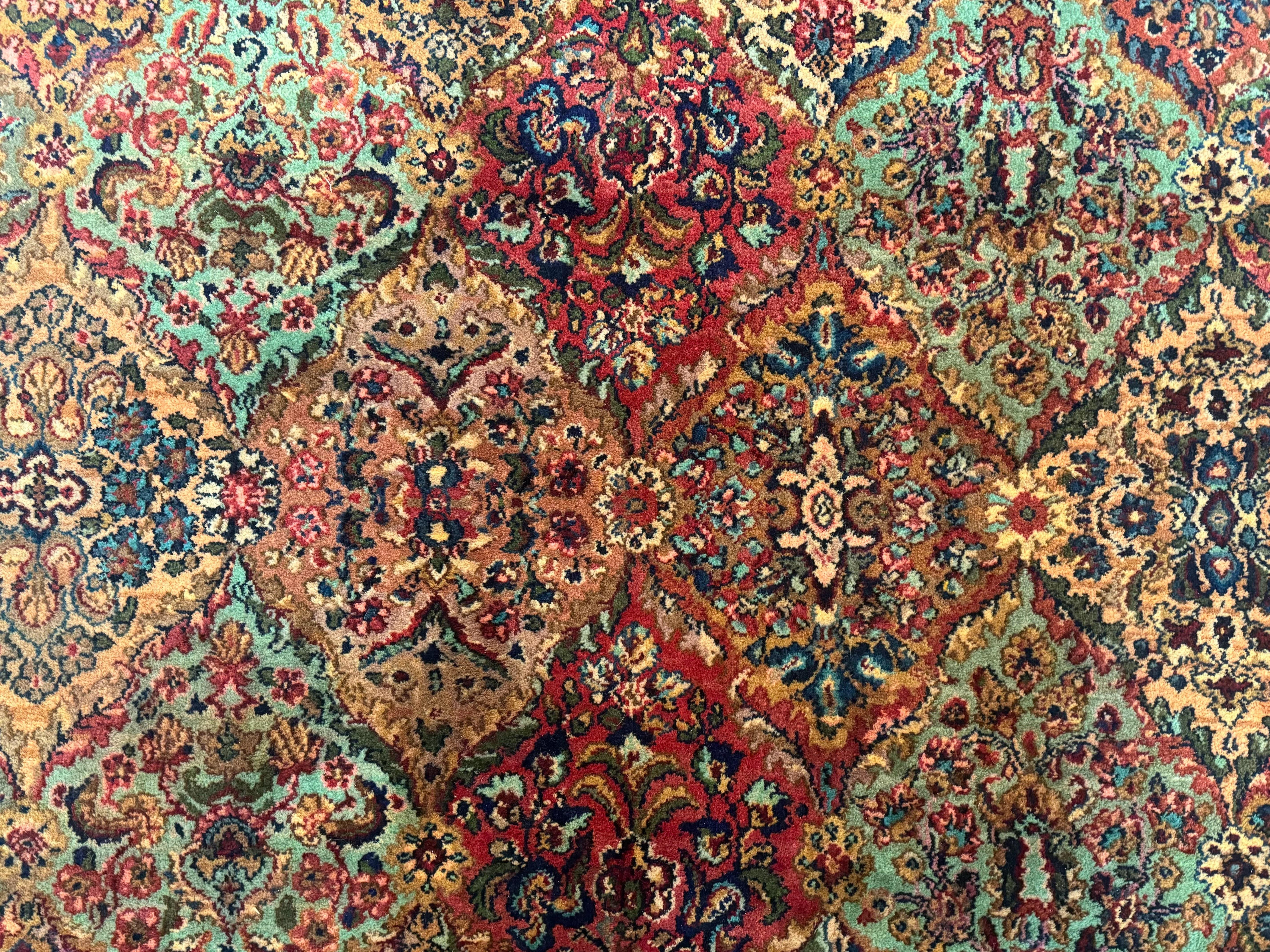 Karastan Rug 5.9 x 9, Multicolor Panel Kirman Rug #717, Wool Original Karastan Collection 700 Series - Jewel Rugs