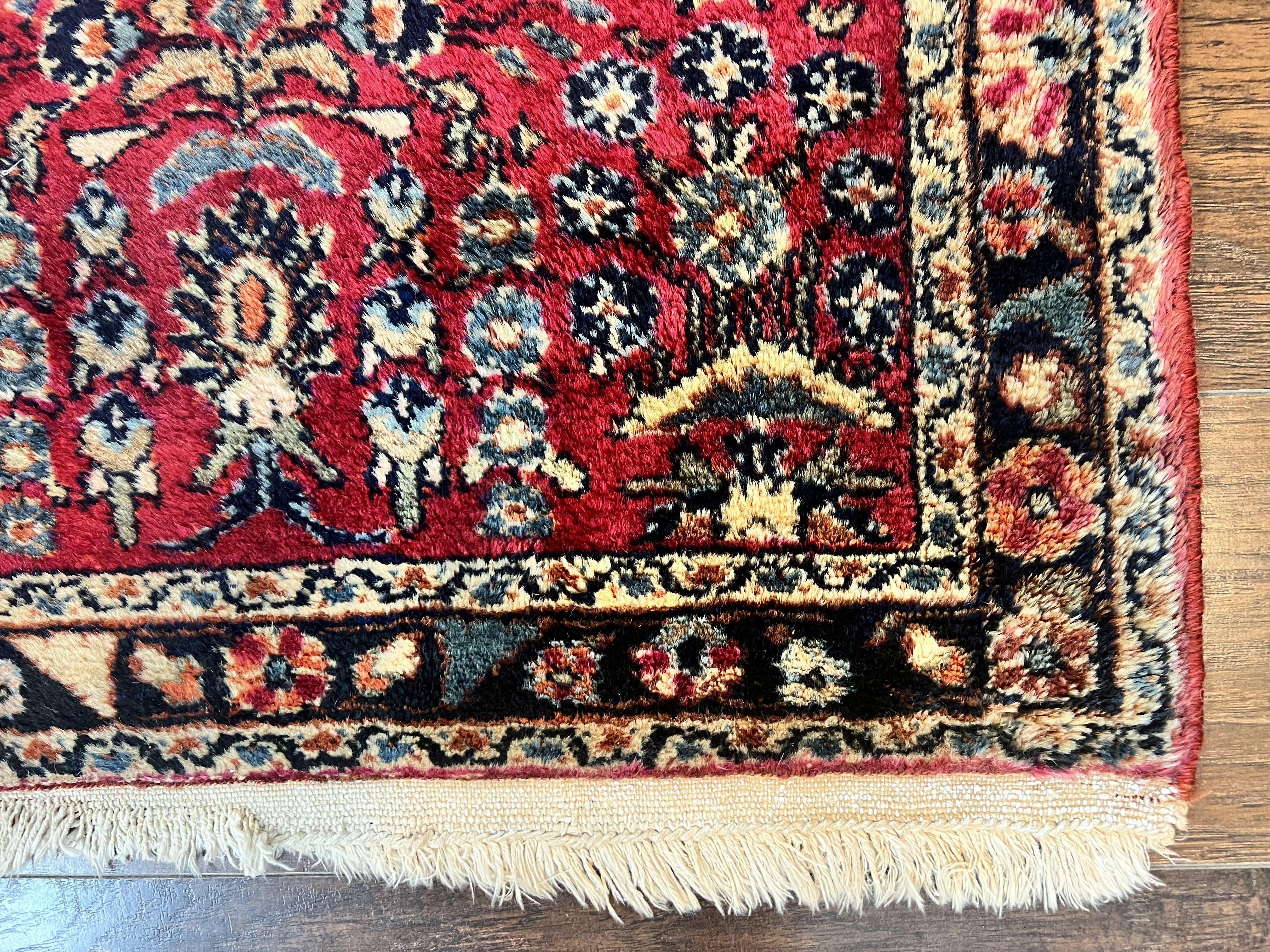 Antique Persian Runner Rug 2.6 x 10, Persian Hamadan Lilian Rug, Floral Wool Handmade 1920s Sarouk Carpet, Rug for Hallway, 10ft Runner - Jewel Rugs