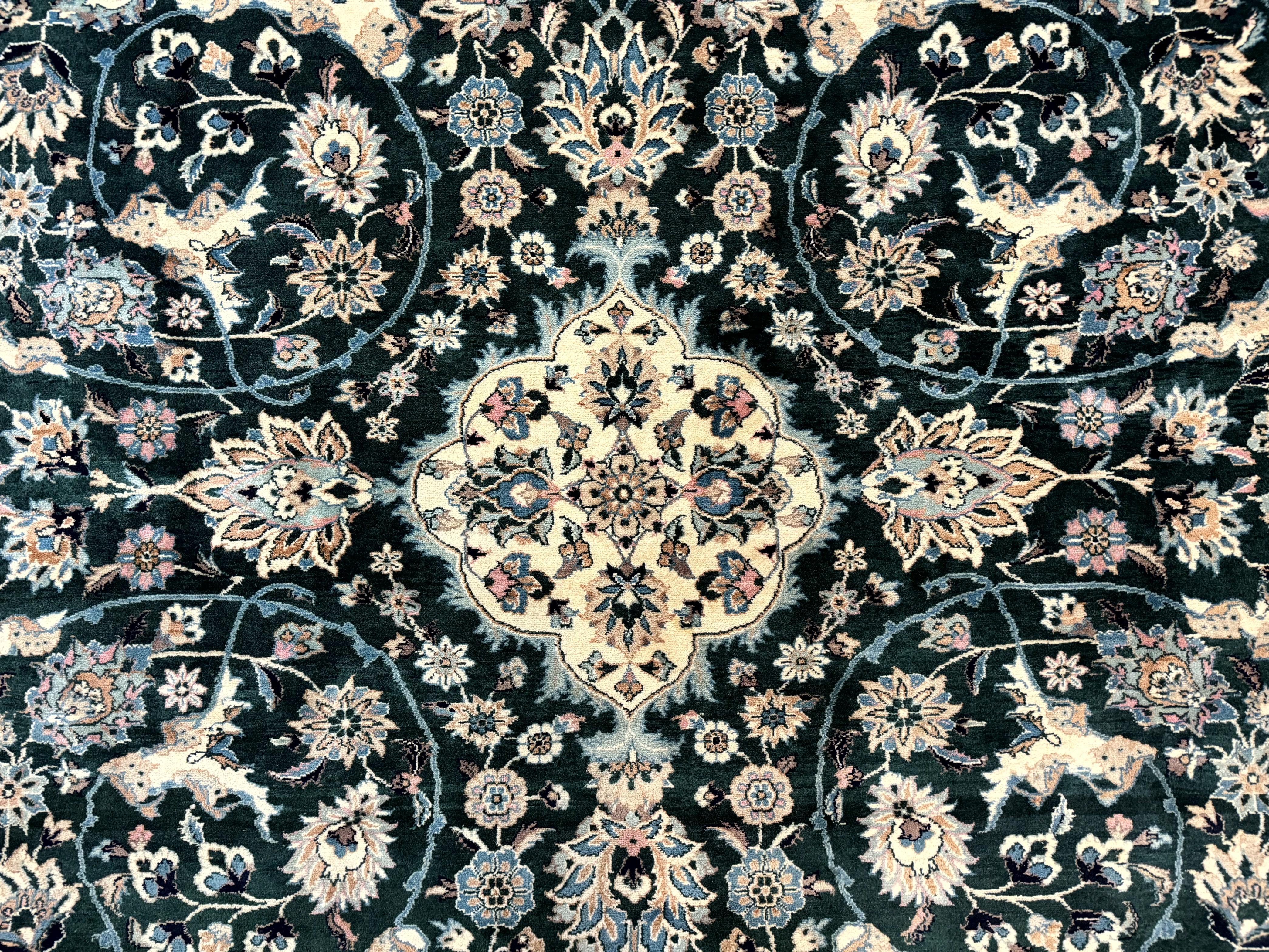 Pak Persian Rug 9x12, Dark Green, Floral Allover - Jewel Rugs