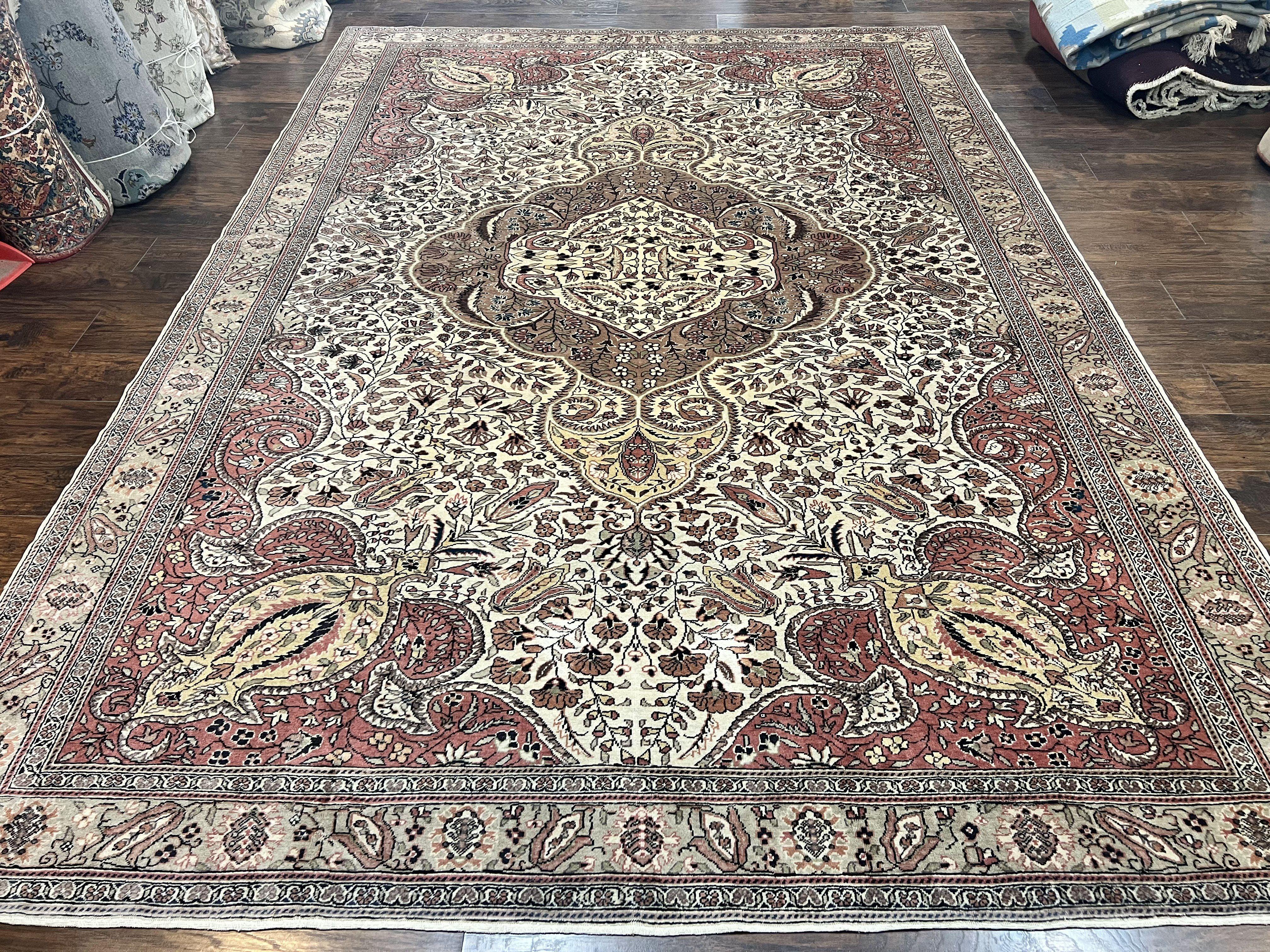 Turkish Sivas Rug 9x12, Handmade Vintage Wool Carpet, Cream Ivory - Jewel Rugs