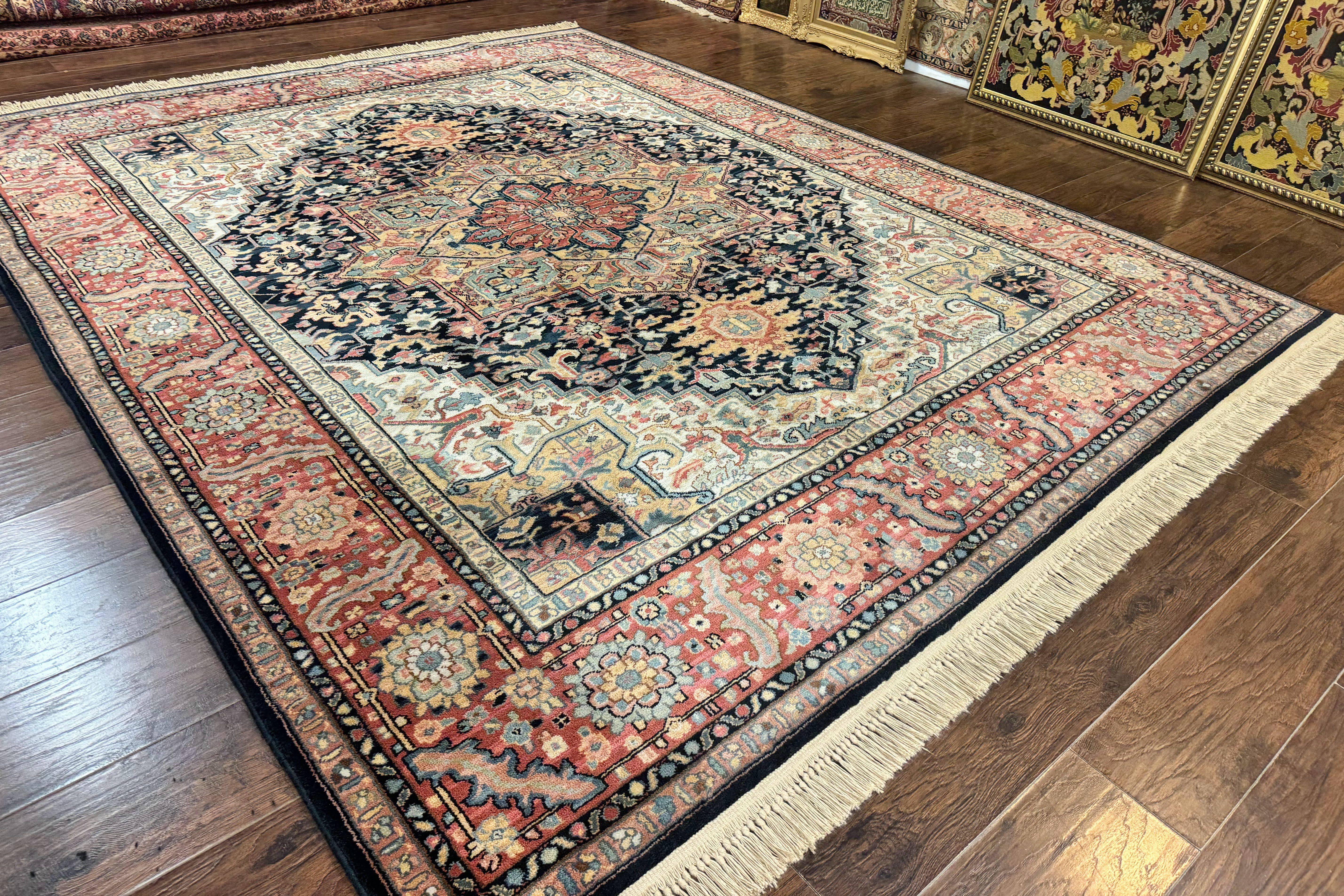 Karastan Navy Heriz #700/701 Rug, 8.8 x 10.6 Karastan Carpet, Wool Pile, Discontinued Vintage Karastan Rug, Original 700 Series, Geometric - Jewel Rugs