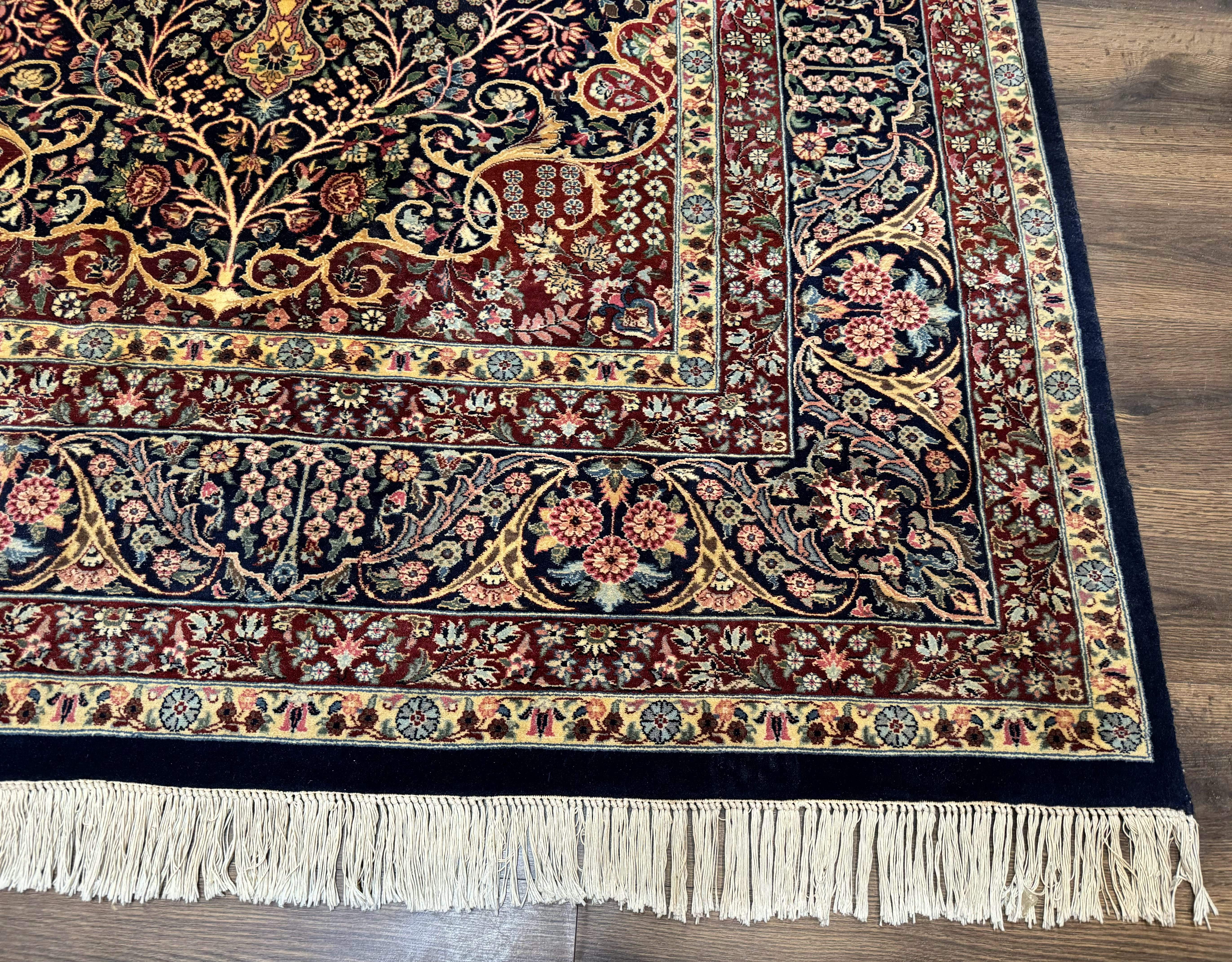 Pak Persian Rug 9x12, Very Fine 270 KPSI, Navy Blue & Dark Red - Jewel Rugs