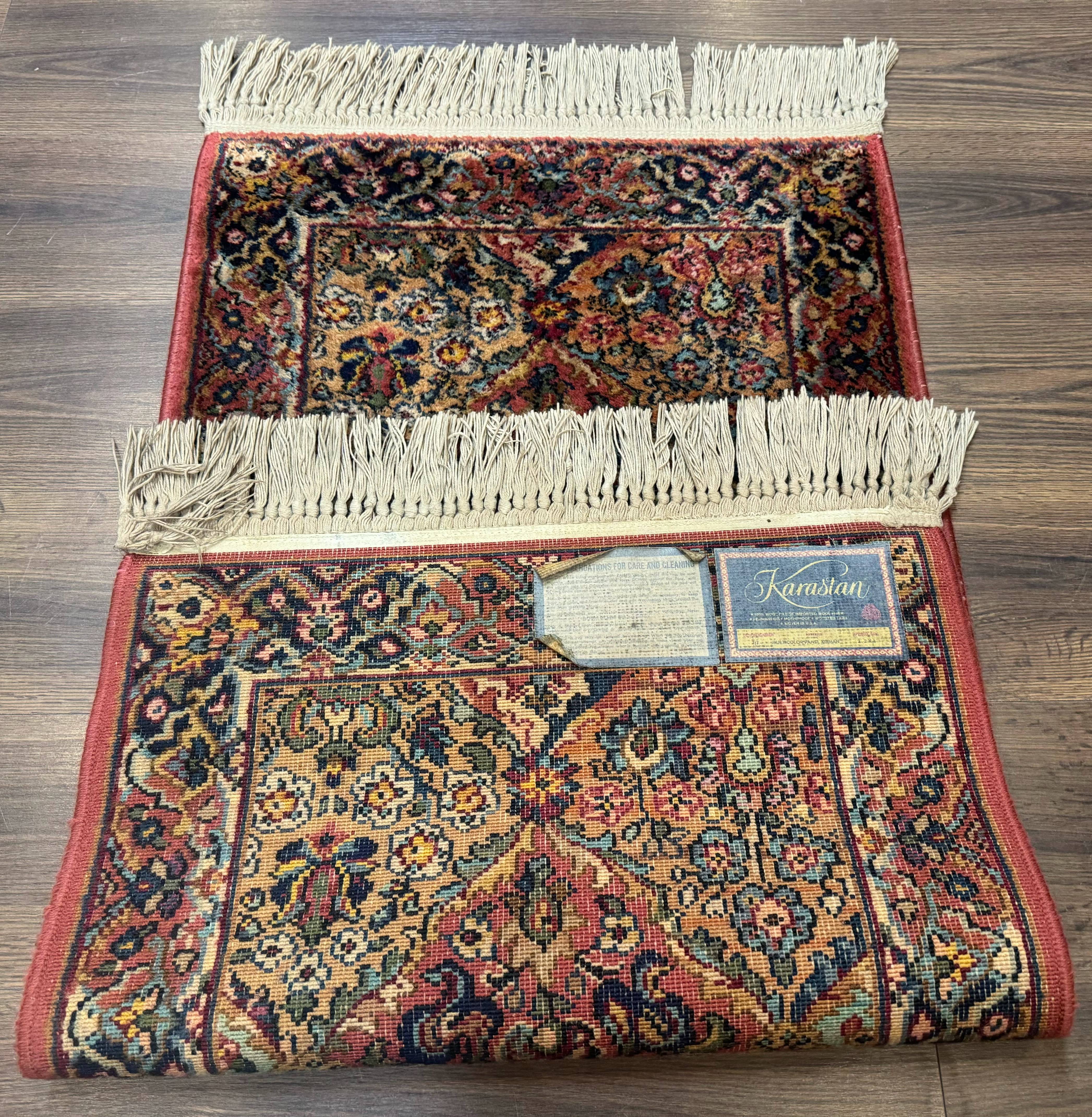 Karastan Rug 2x4 Multicolor Panel Kirman #717, Original 700 Series, Wool Pile Vintage Discontinued - Jewel Rugs