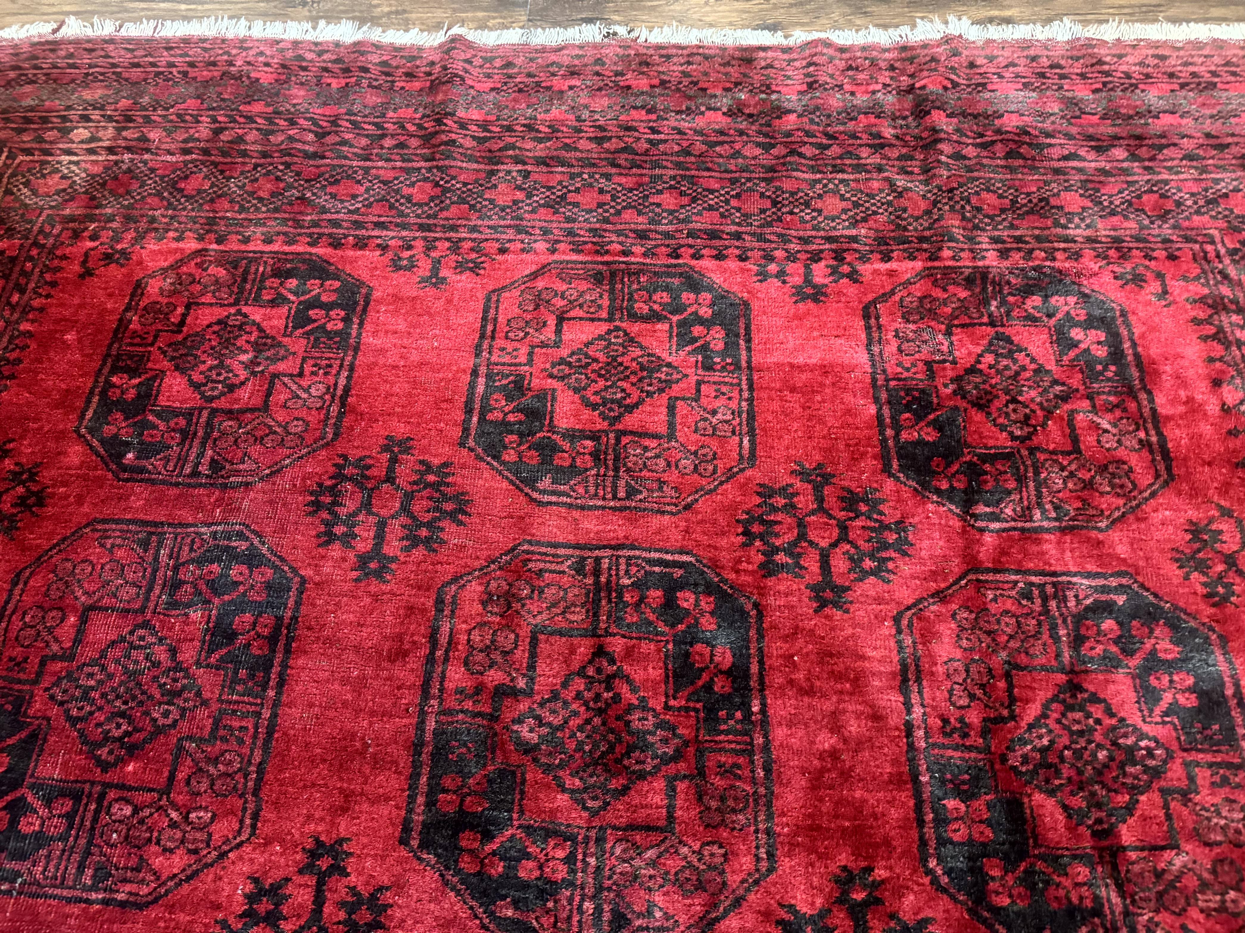 Afghan Turkoman Rug 9x10, Red Beshir Carpet, Tribal, Wool, Antique - Jewel Rugs