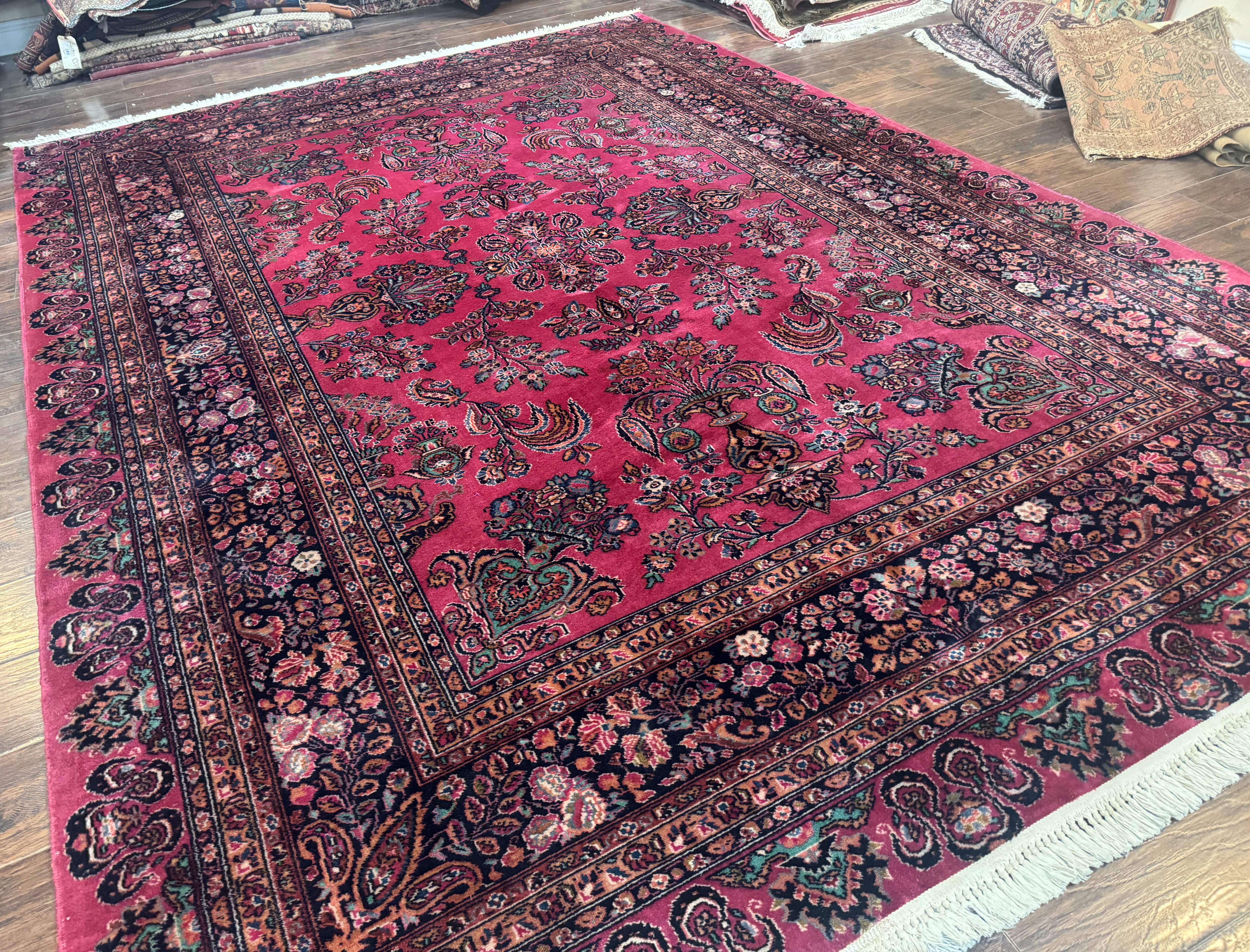 Karastan Rug 8.8 x 12 Antique Sarouk, Wool Pile, Vintage Discontinued - Jewel Rugs
