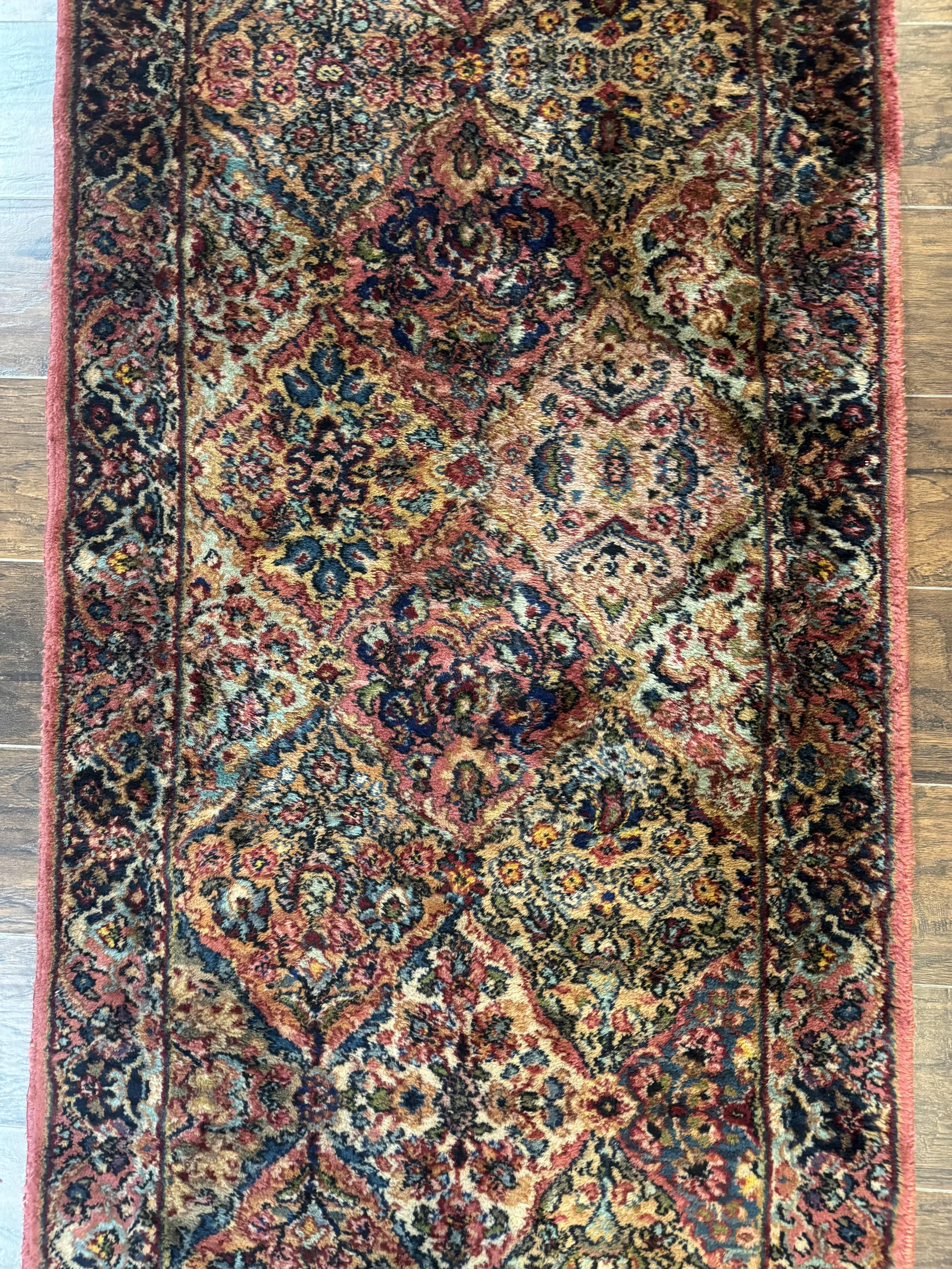 Karastan Runner Rug 3x16, Multicolor Panel Kirman #717, Rare Hard to Find Discontinued Wool Pile Karastan, 700 Series Karastan Runner 3 x 16 - Jewel Rugs