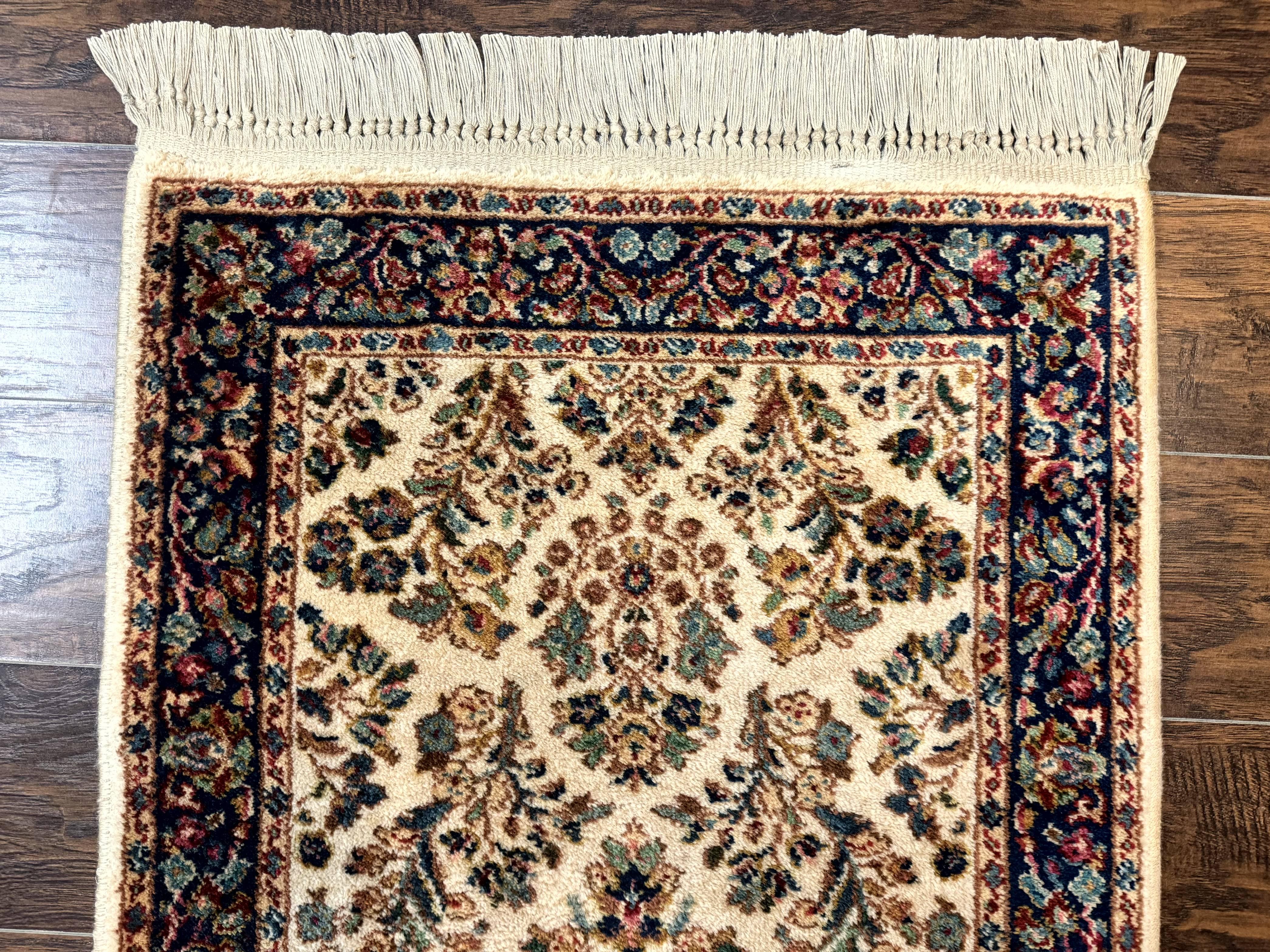 Karastan Rug 2.6 x 4, Karastan Ivory Sarouk #760, Vintage Wool Pile Small Karastan Carpet, Original Collection 700 Series Discontinued - Jewel Rugs