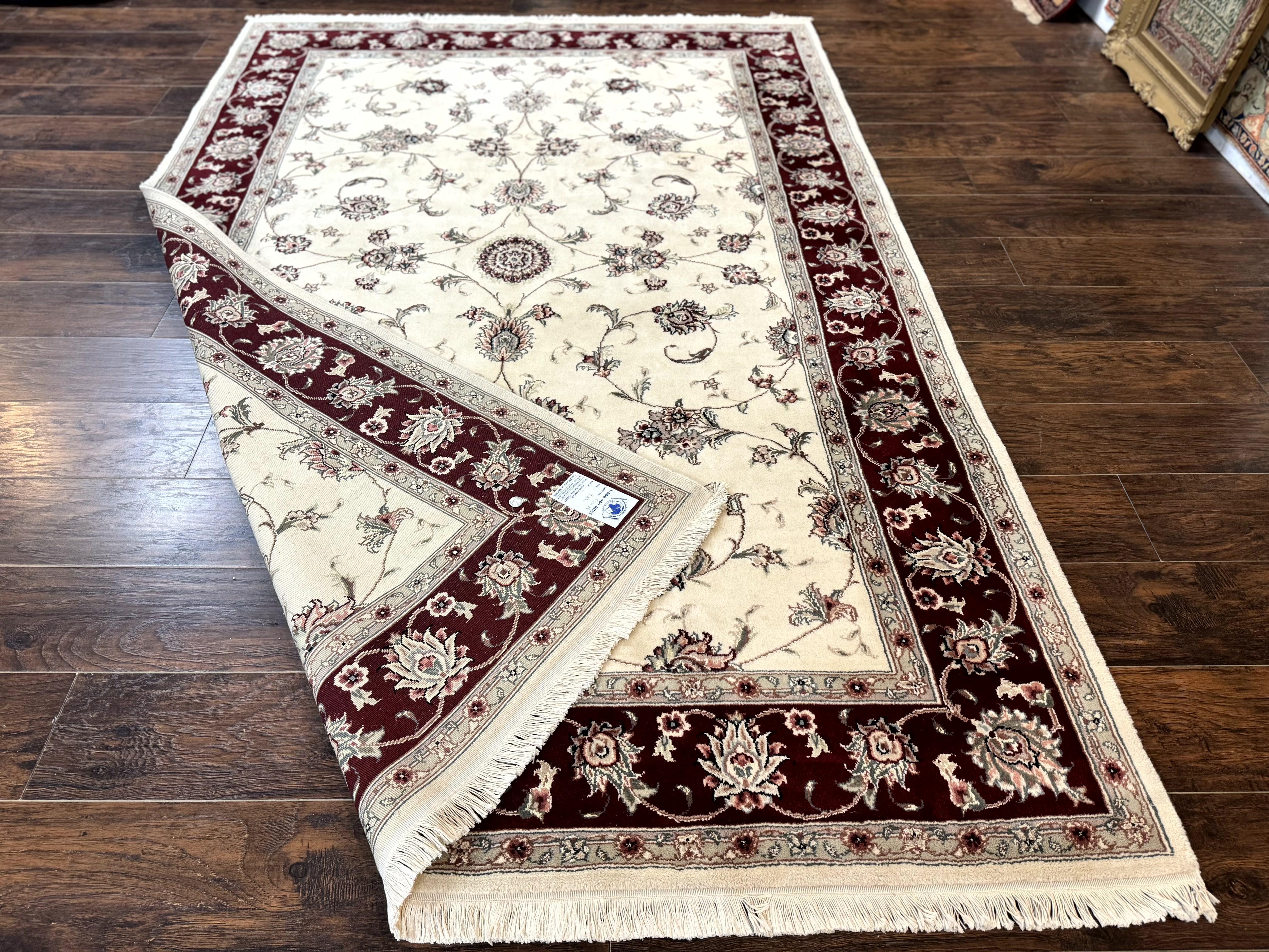 Ivory and Burgundy Pak Persian Rug 6x9 - Jewel Rugs