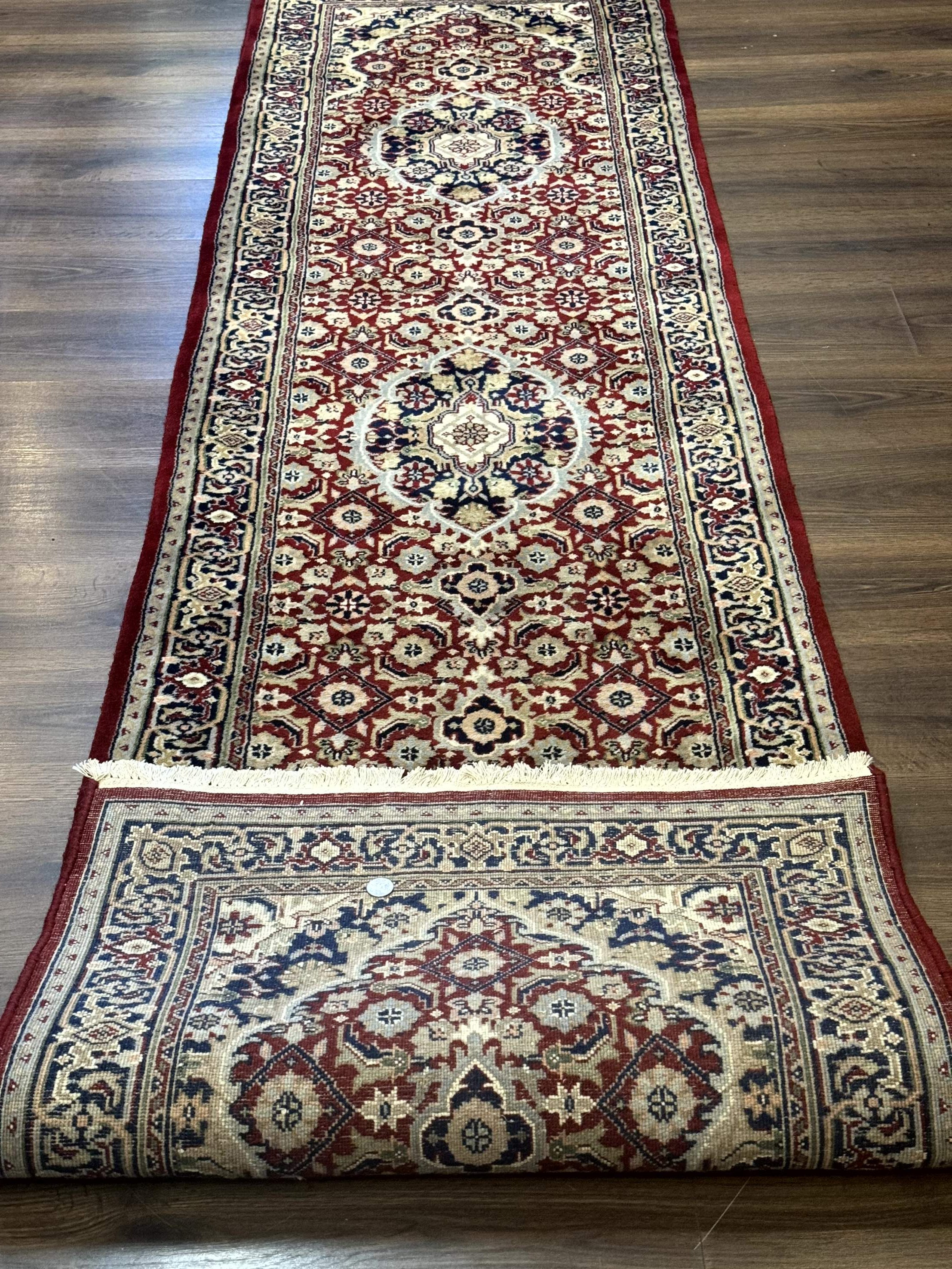 Indo Persian Sarouk Runner Rug 2.6 x 10, Floral Medallions, Traditional, Wool - Jewel Rugs