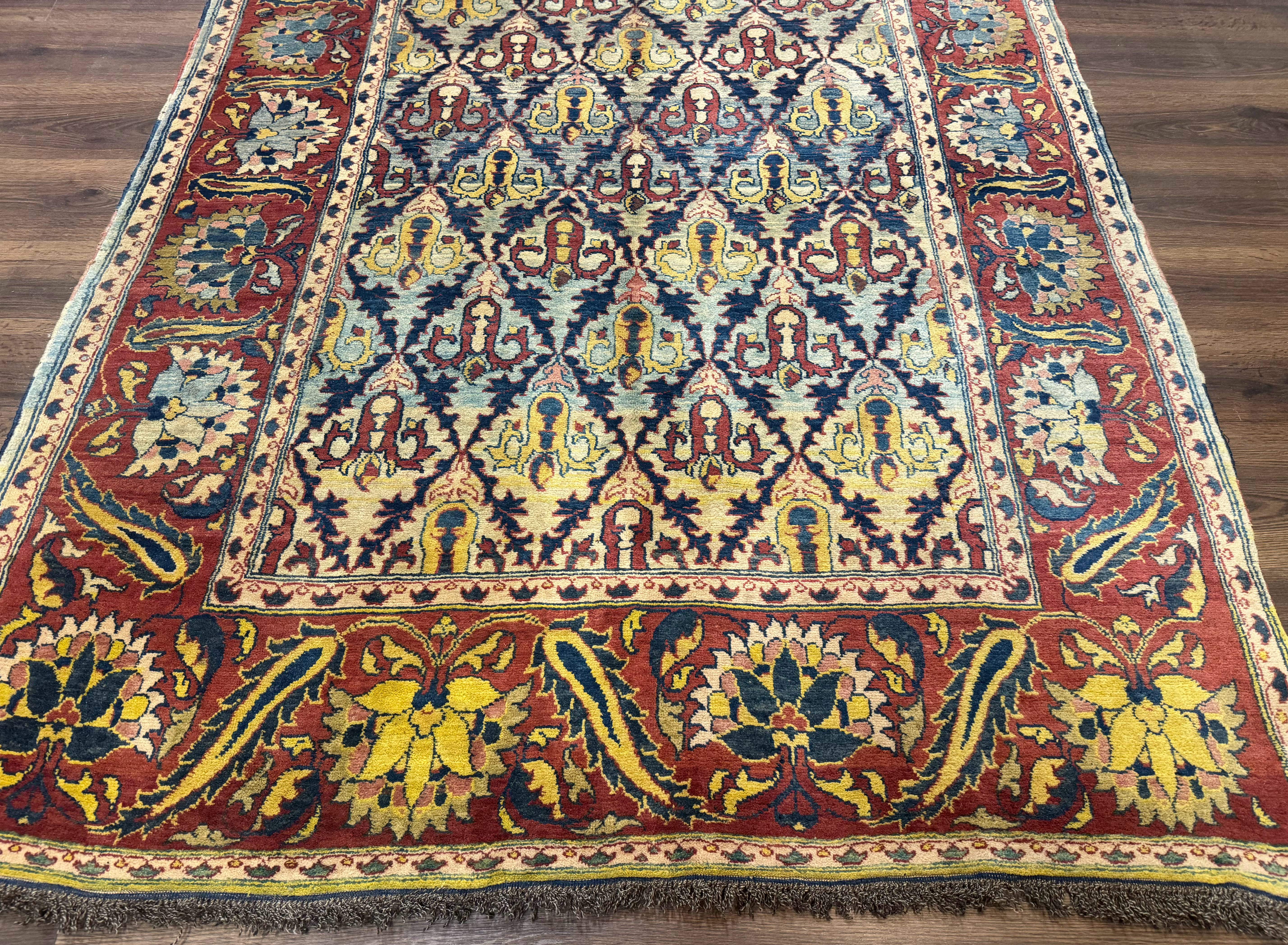 Pak Persian Rug 6x8, Blue Red Multicolor, Unique Design, Hand Knotted, Wool - Jewel Rugs
