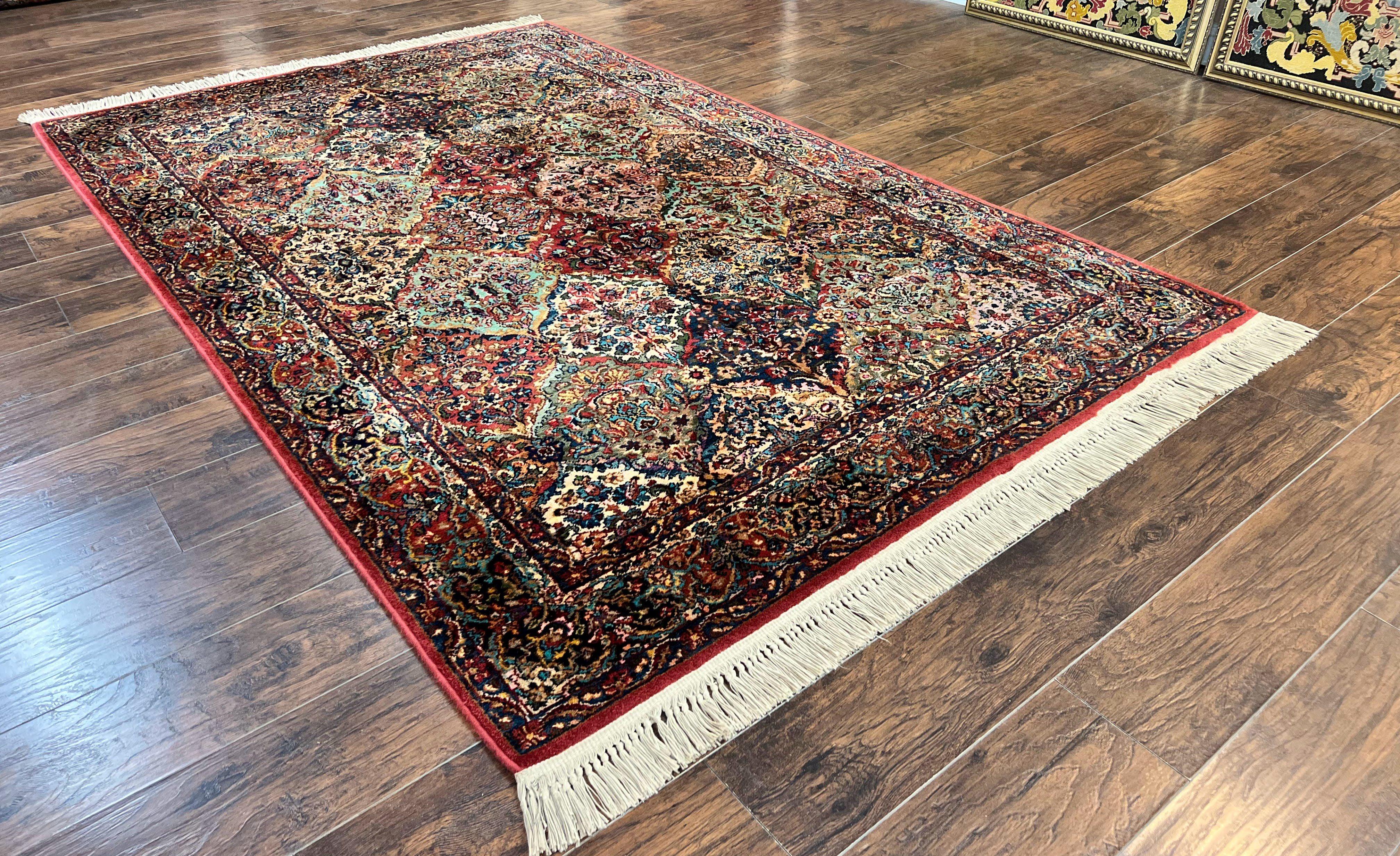 Karastan Rug 5.9 x 9, Multicolor Panel Kirman Rug #717, Wool Original Karastan Collection 700 Series - Jewel Rugs