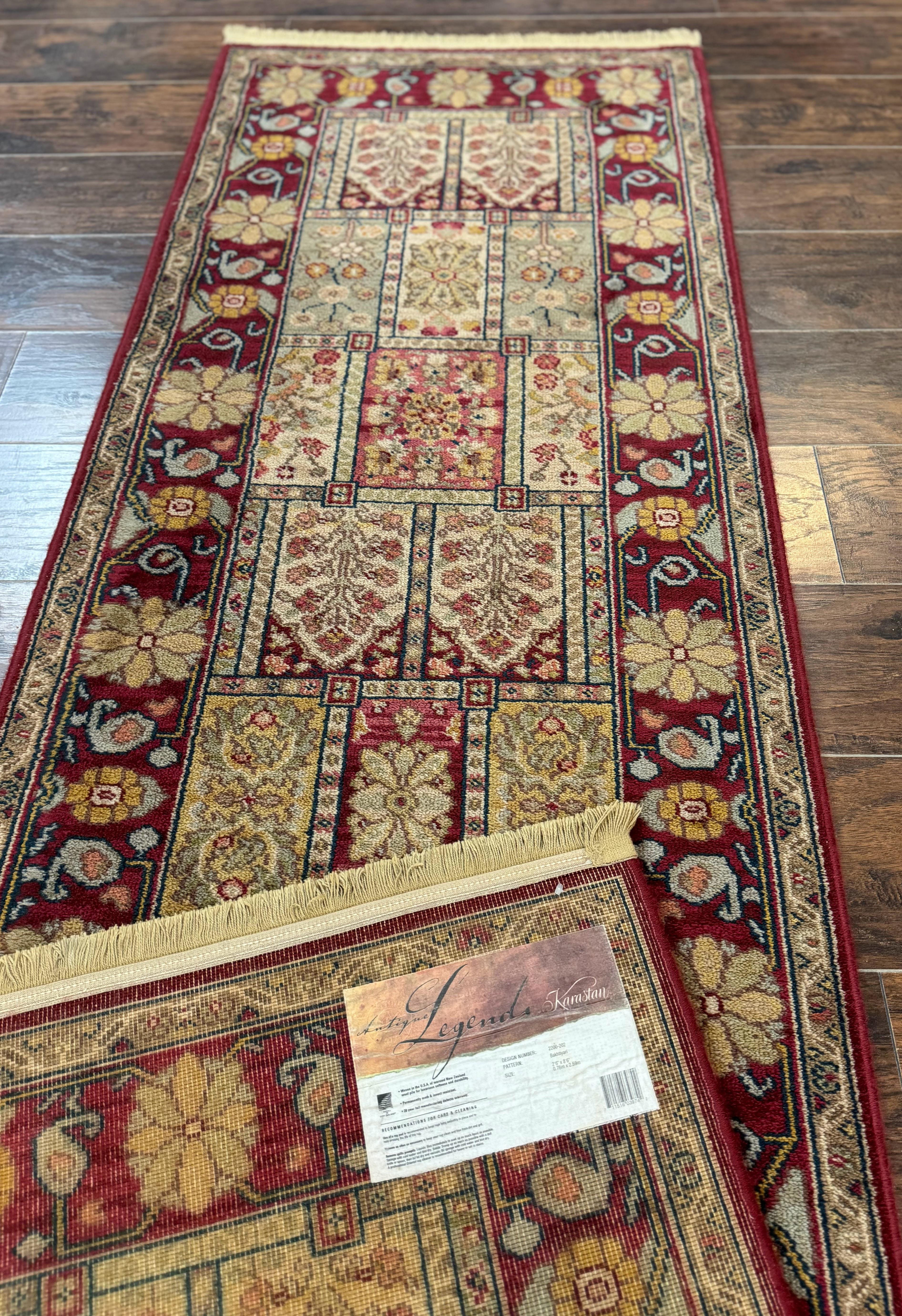 Karastan Runner Rug 2.6 x 8.6, Antique Legends Bakhtiari 2200, Vintage Wool Karastan Runner Rug, Panel Design - Jewel Rugs