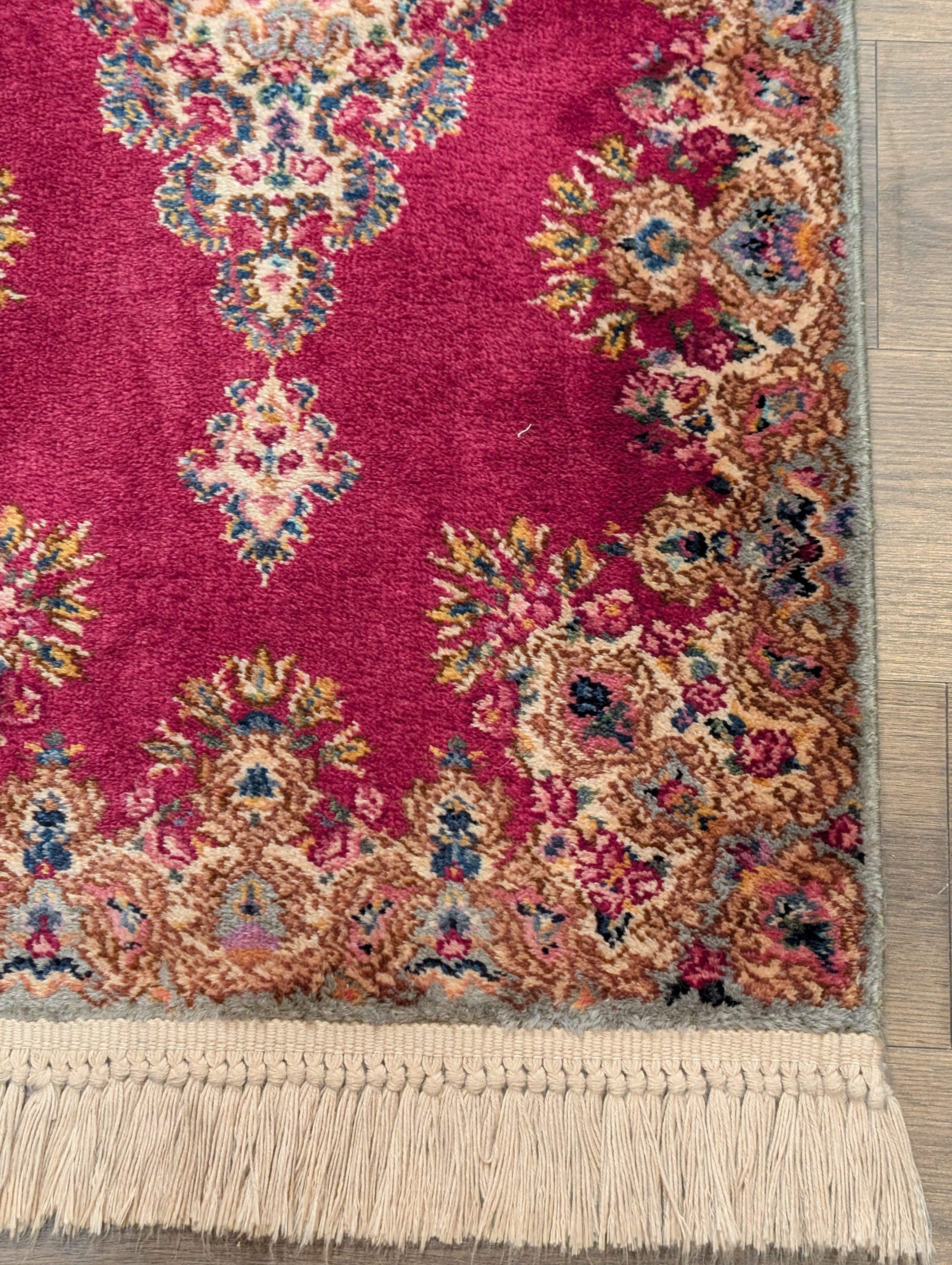 Karastan Rug 2x4 Kirman Red Medallion #762, Small Wool Karastan Rug - Jewel Rugs
