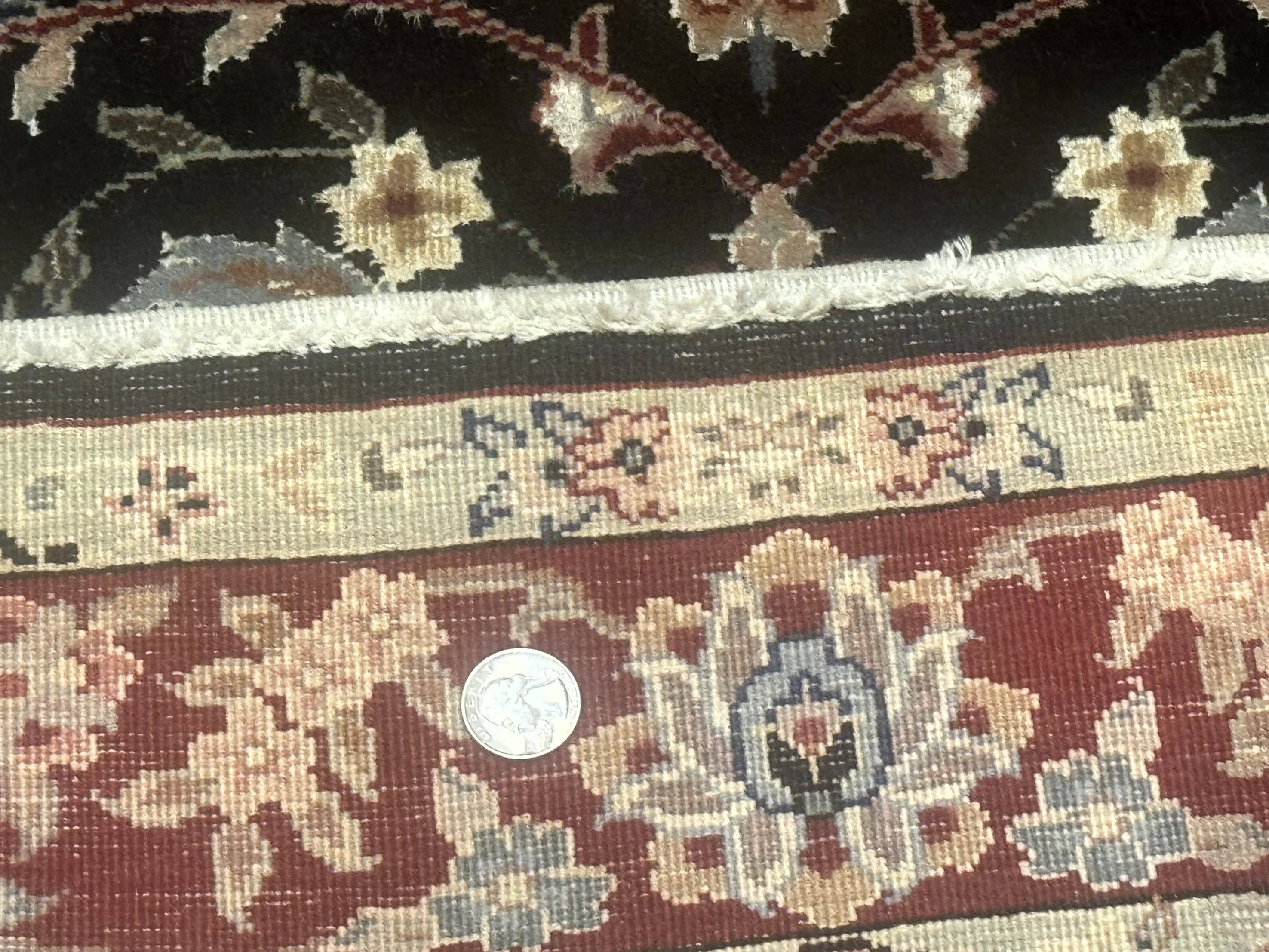 Black Sino Persian Rug 3x5, Wool with Silk Highlights, Floral, Fine 170 KPSI - Jewel Rugs