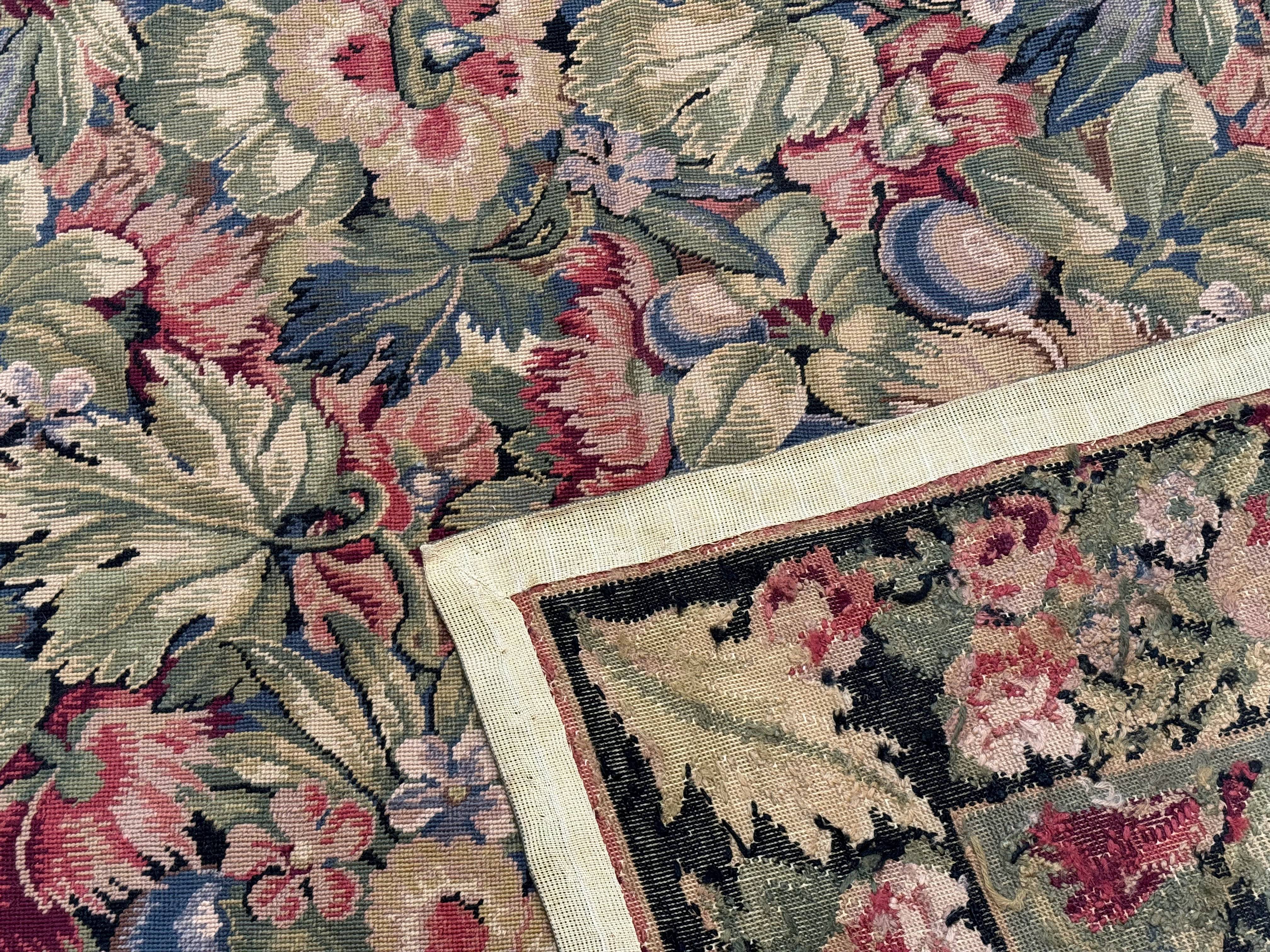 Large Needlepoint Rug 10x14, William Morris Carpet, Botanical - Jewel Rugs