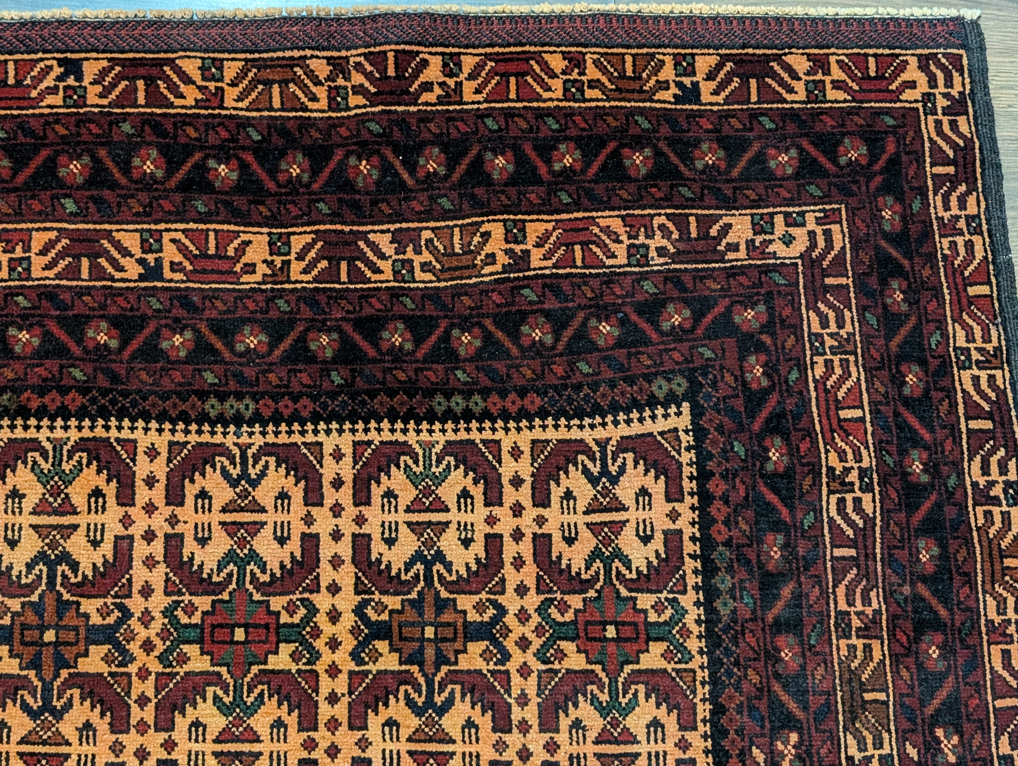 Afghan Baluch Rug 4x6, Tan, Tribal, Handmade, Wool, New - Jewel Rugs
