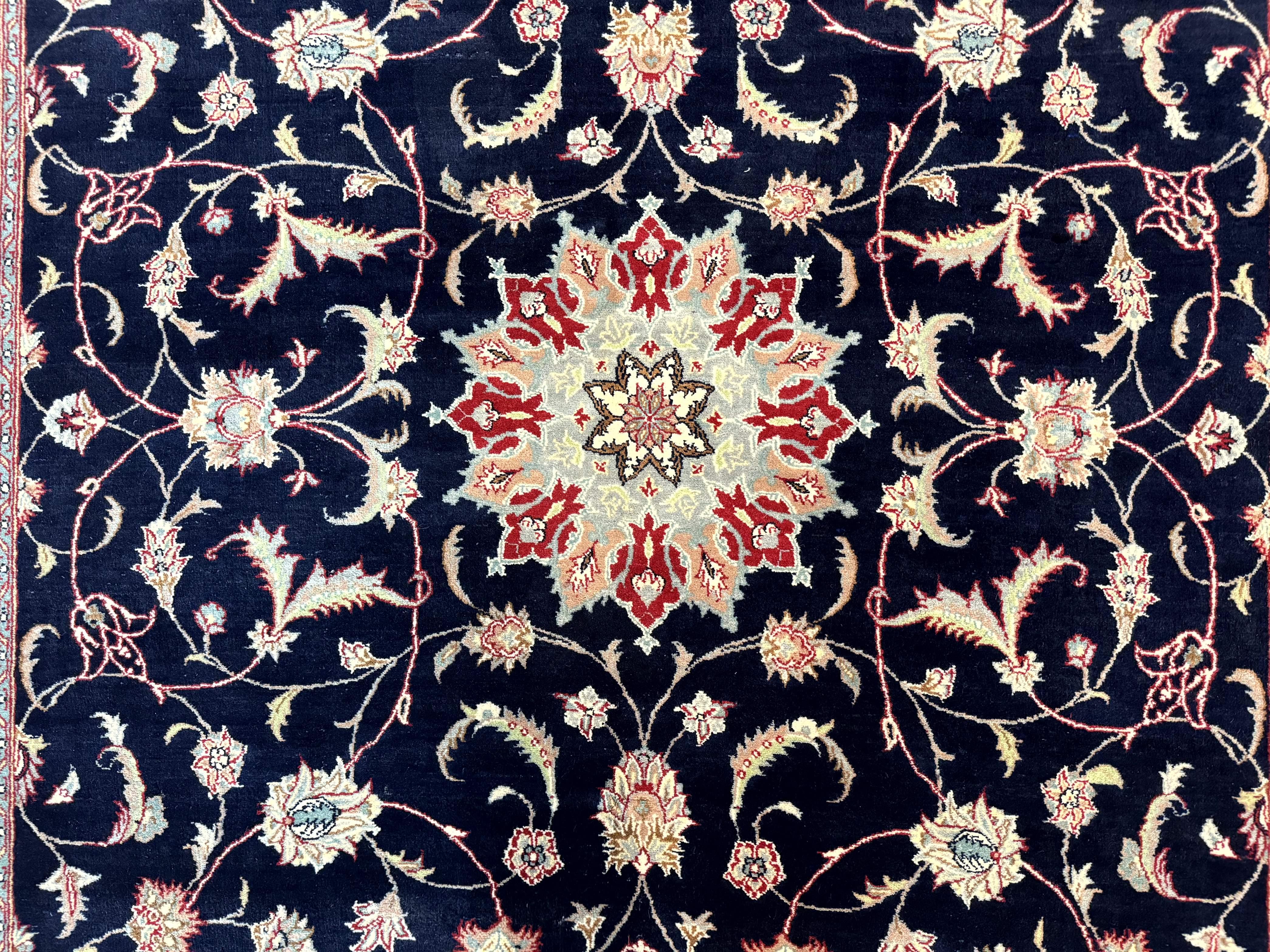 Navy Blue Pak Persian Rug 6x10, Floral Medallion, Traditional Persian Area Rug, Fine 240 KPSI - Jewel Rugs