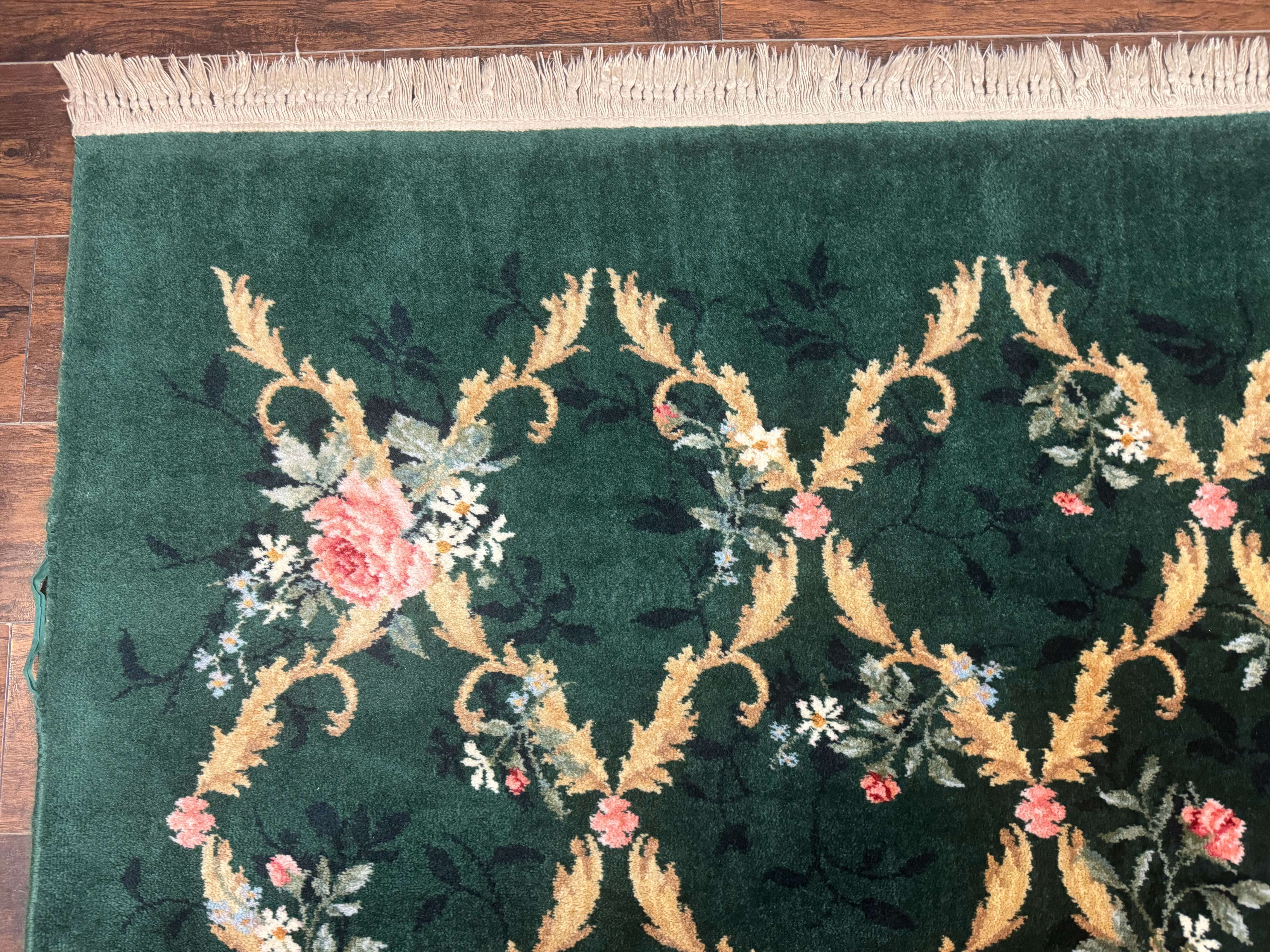 Karastan Garden of Eden Rug 8.8 x 11.8, Green Savonnerie 509/1733, Wool - Jewel Rugs