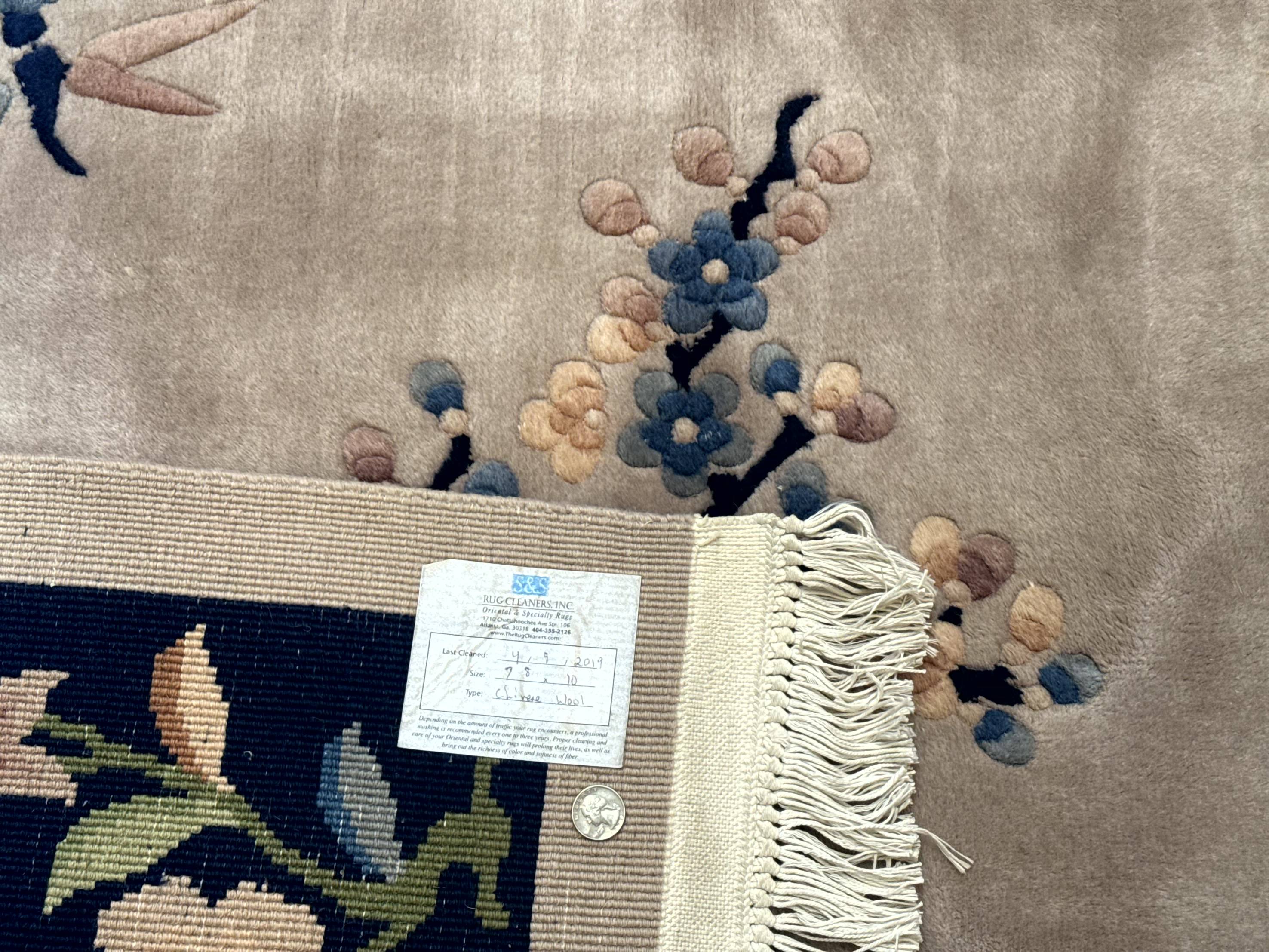 Chinese Wool Rug 8x10, Light Gray and Navy Blue, Floral, Chinese 120 Line Carpet - Jewel Rugs