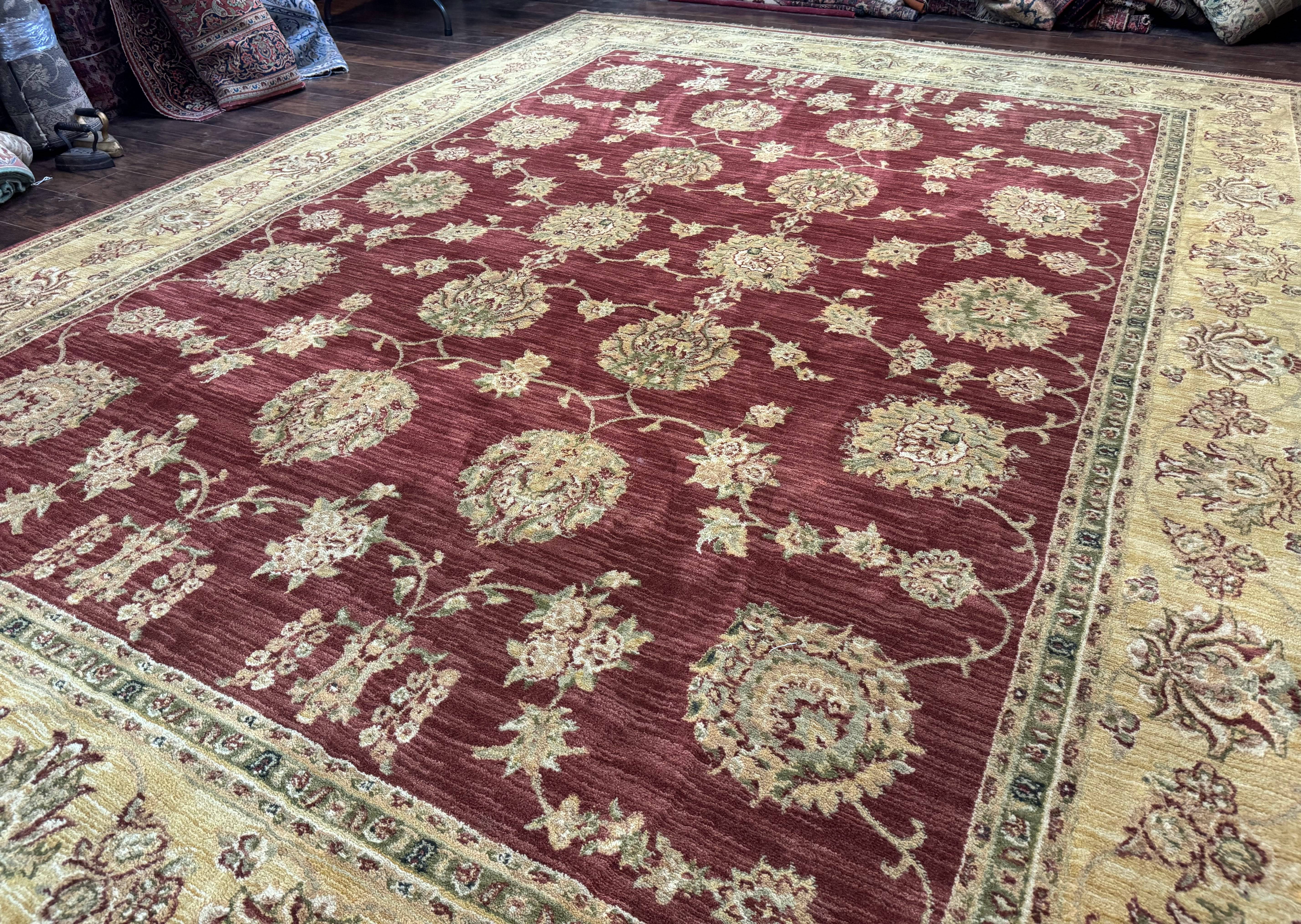 Traditional Wool Oriental Rug 9x13, Large Power Loomed Carpet, Burgundy - Jewel Rugs