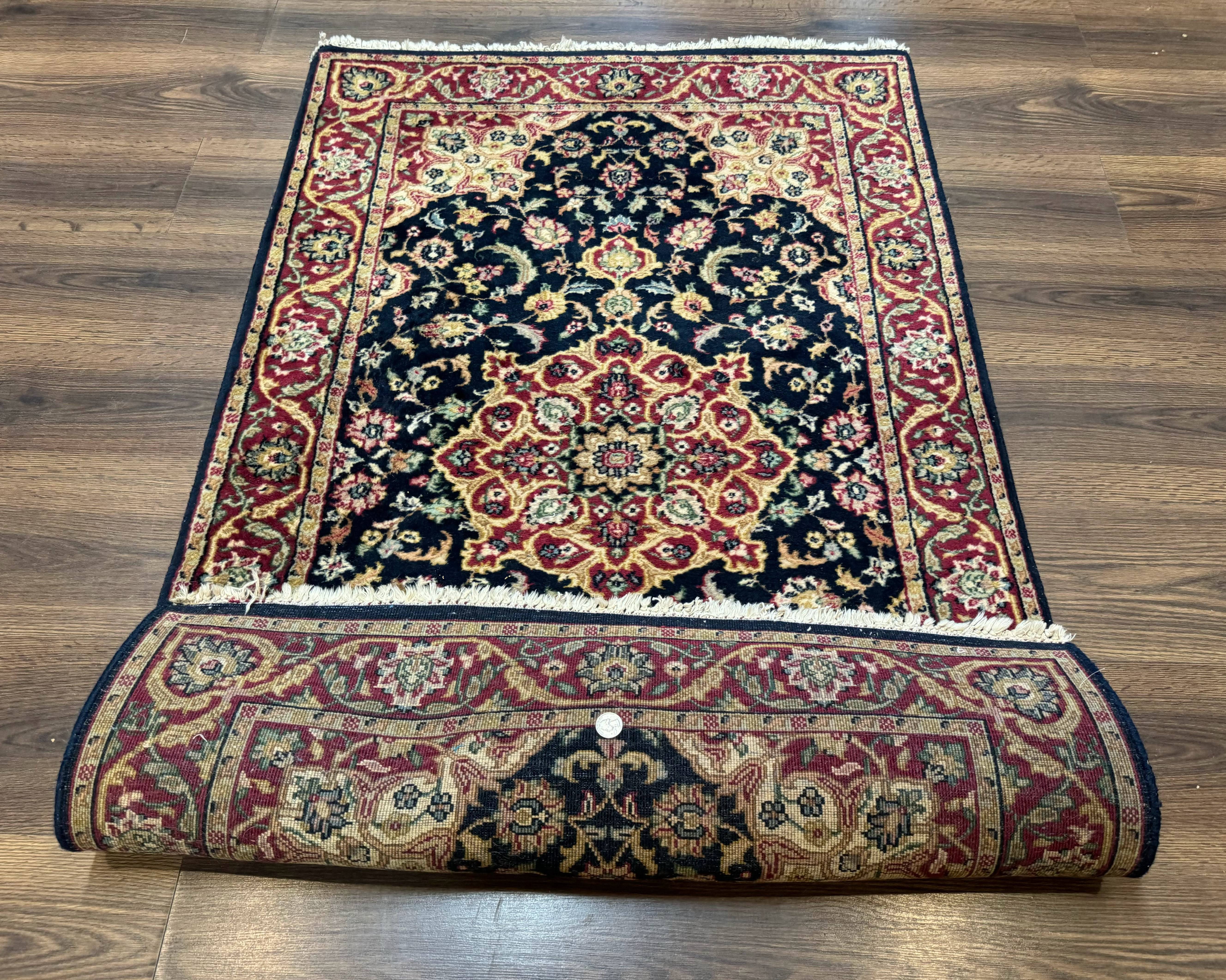 Pak Persian Sarouk Rug 3x5, Navy Blue and Red - Jewel Rugs