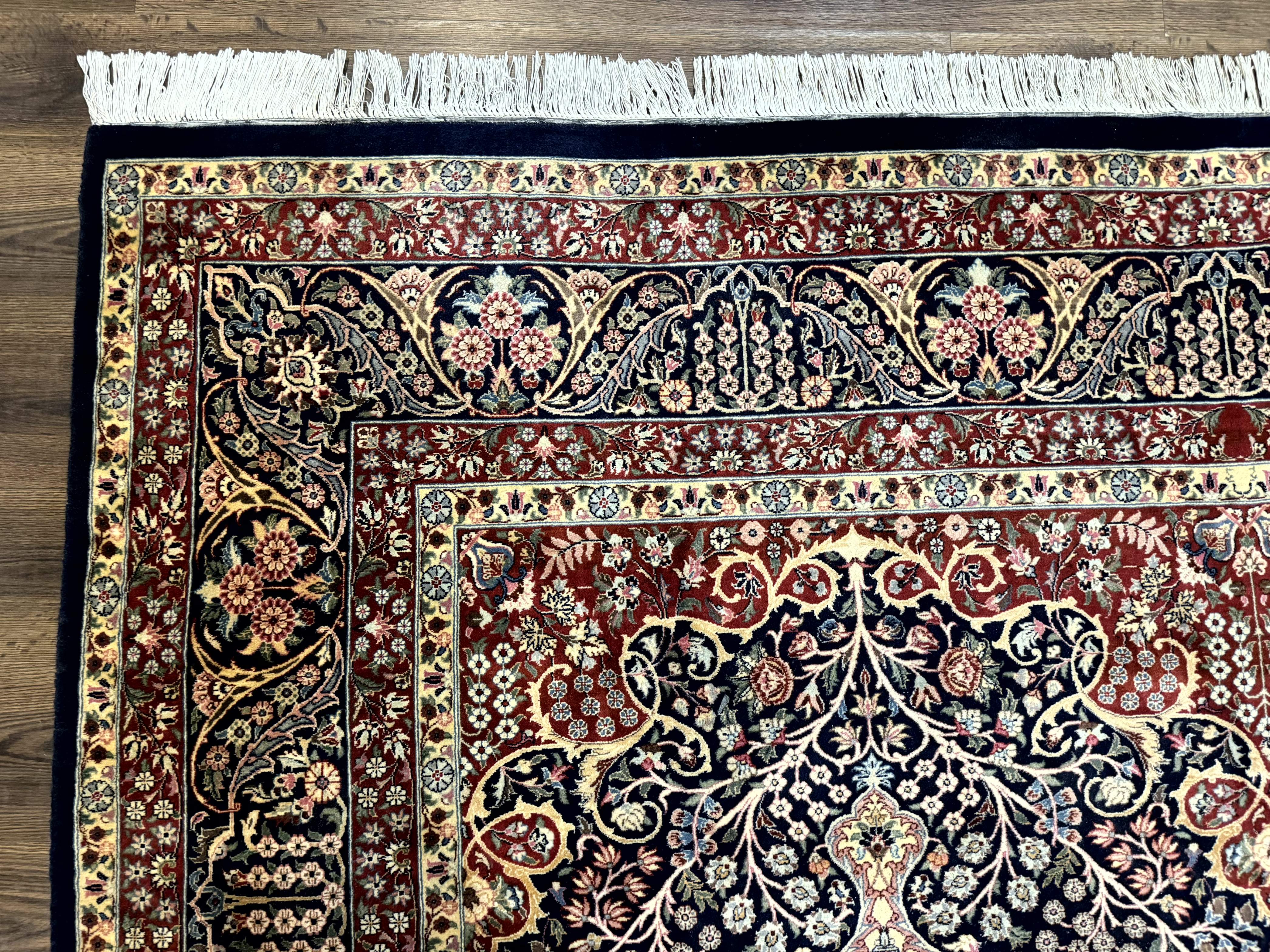 Pak Persian Rug 9x12, Very Fine 270 KPSI, Navy Blue & Dark Red - Jewel Rugs